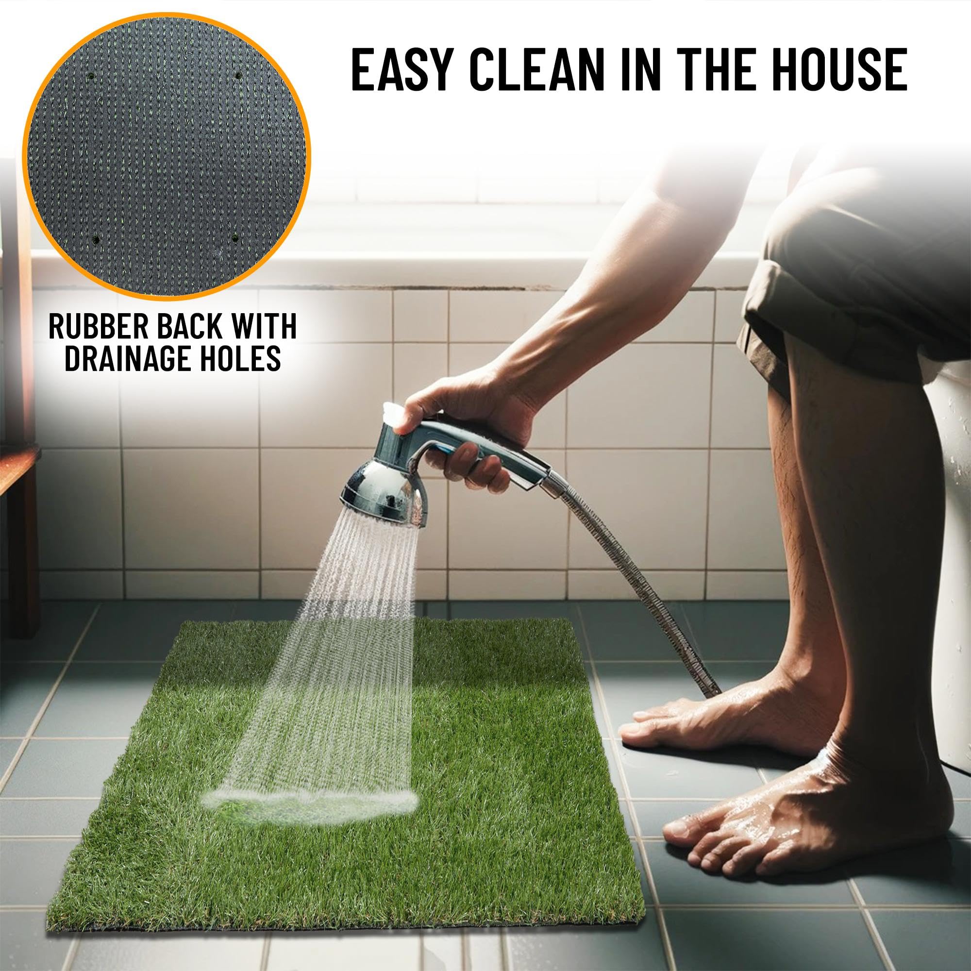 Ottomanson Artificial Grass Puppy Potty Training Pad, 2'7'' X 3' Reusable Pee Pad For Small Pets And Dogs