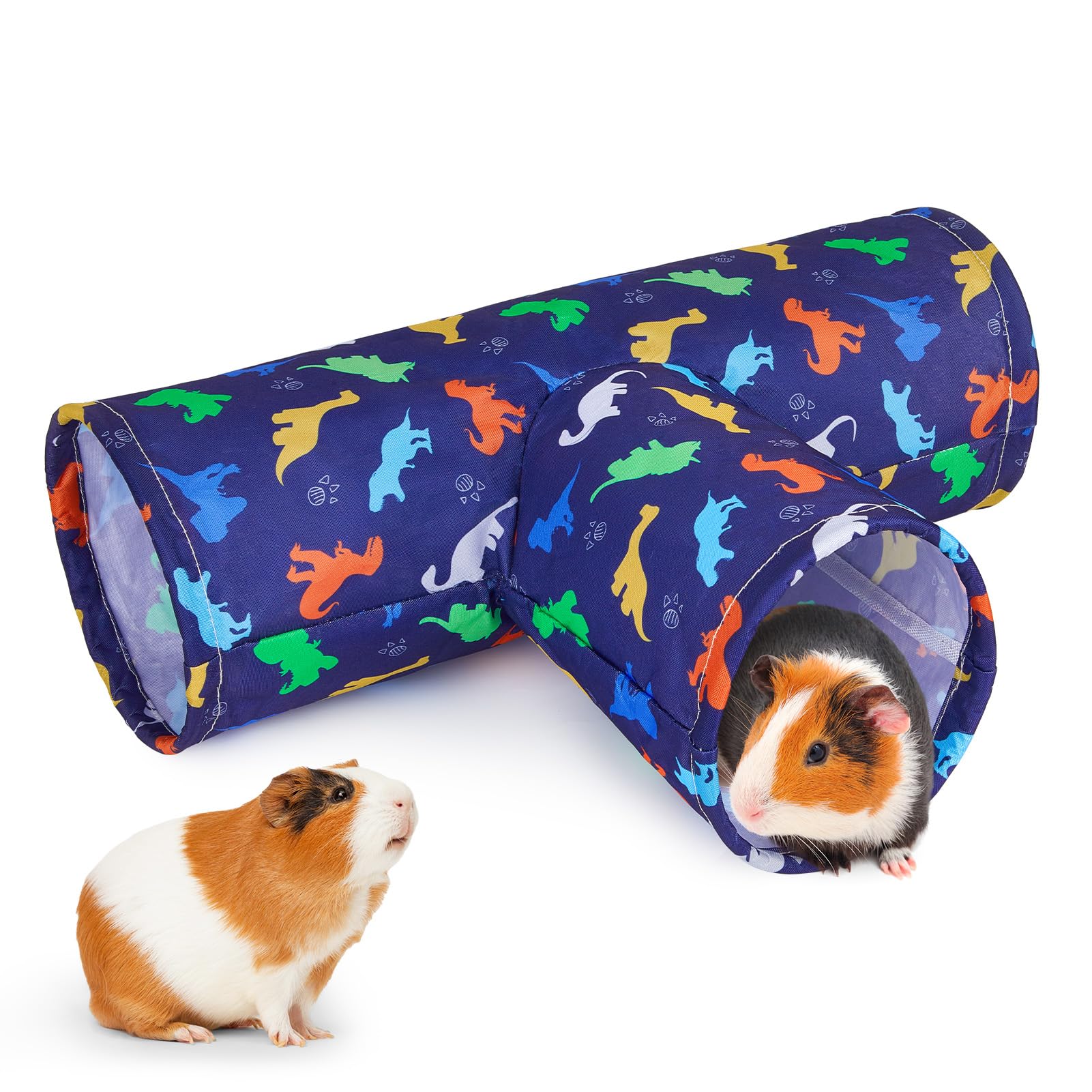 Bienbee Guinea Pig Tunnel, 3 Way Washable Guinea Pig Hideout,Foldable Rabbit Tunnel Guinea Pigs Toys For Bunny Hamster Chinchill