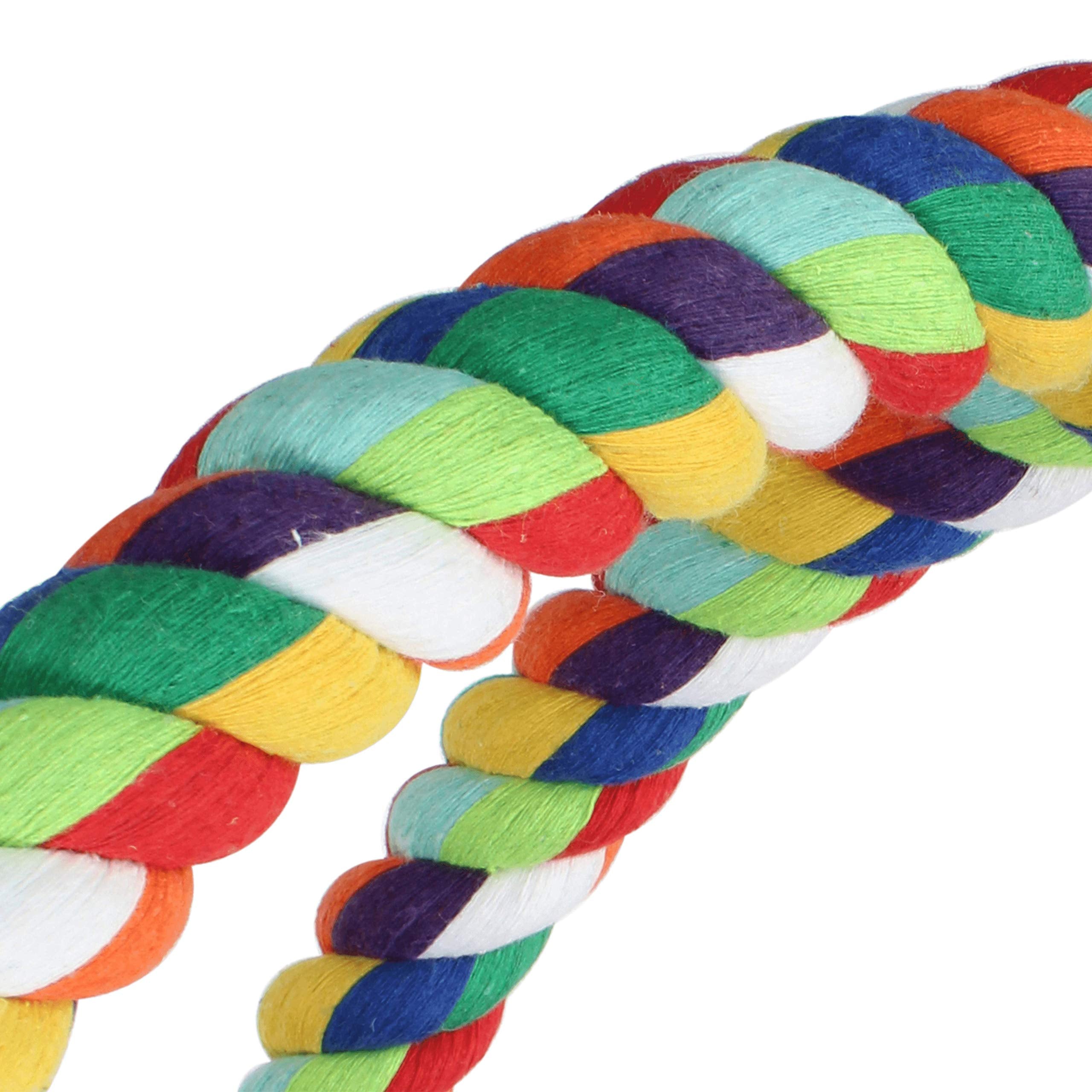 Bonka Bird Toys 1411 Huge Globe Rope Swing, 32' Hanging Bird Perch With Colorful Cotton Rope, Bells, And Plastic Shapes, Large Preening And Climbing Toy, Safe For Macaws, Cockatoos, And Large Parrots