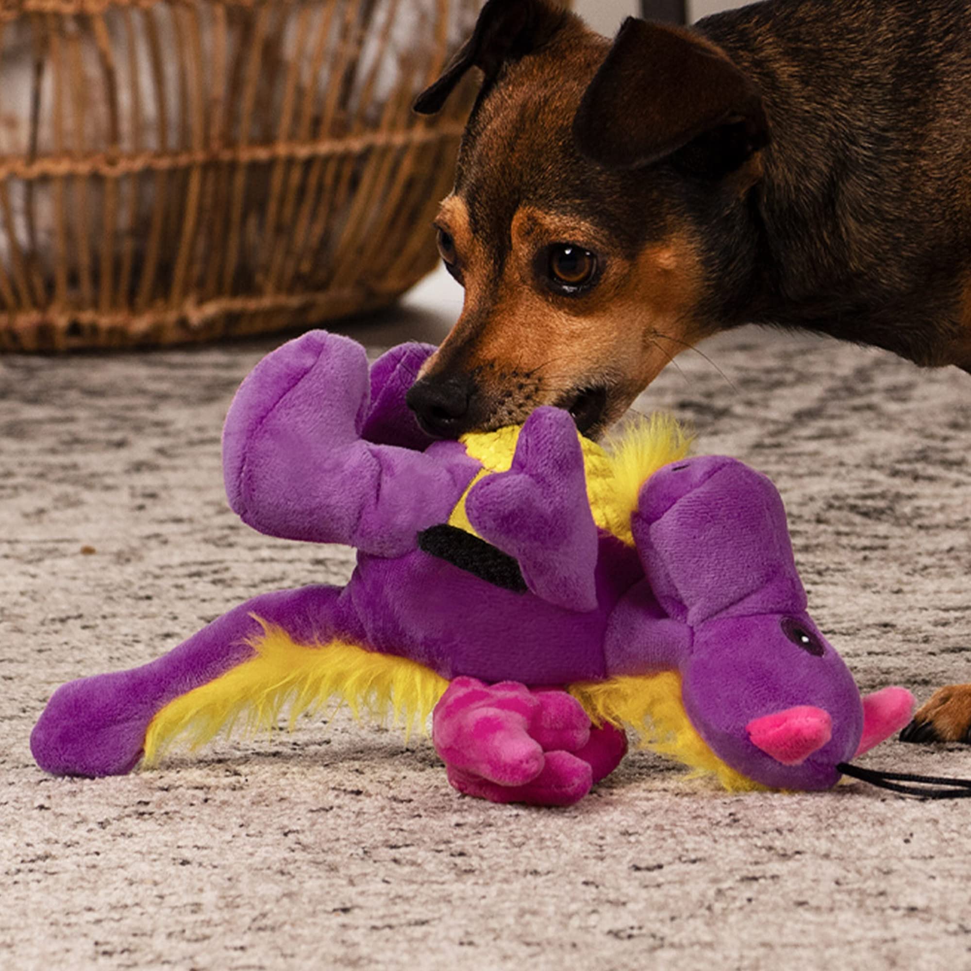 Trustypup Tough 'N Fun Dragon Squeaky Plush Dog Toy, Chew Guard Technology - Purple, One Size (71149)