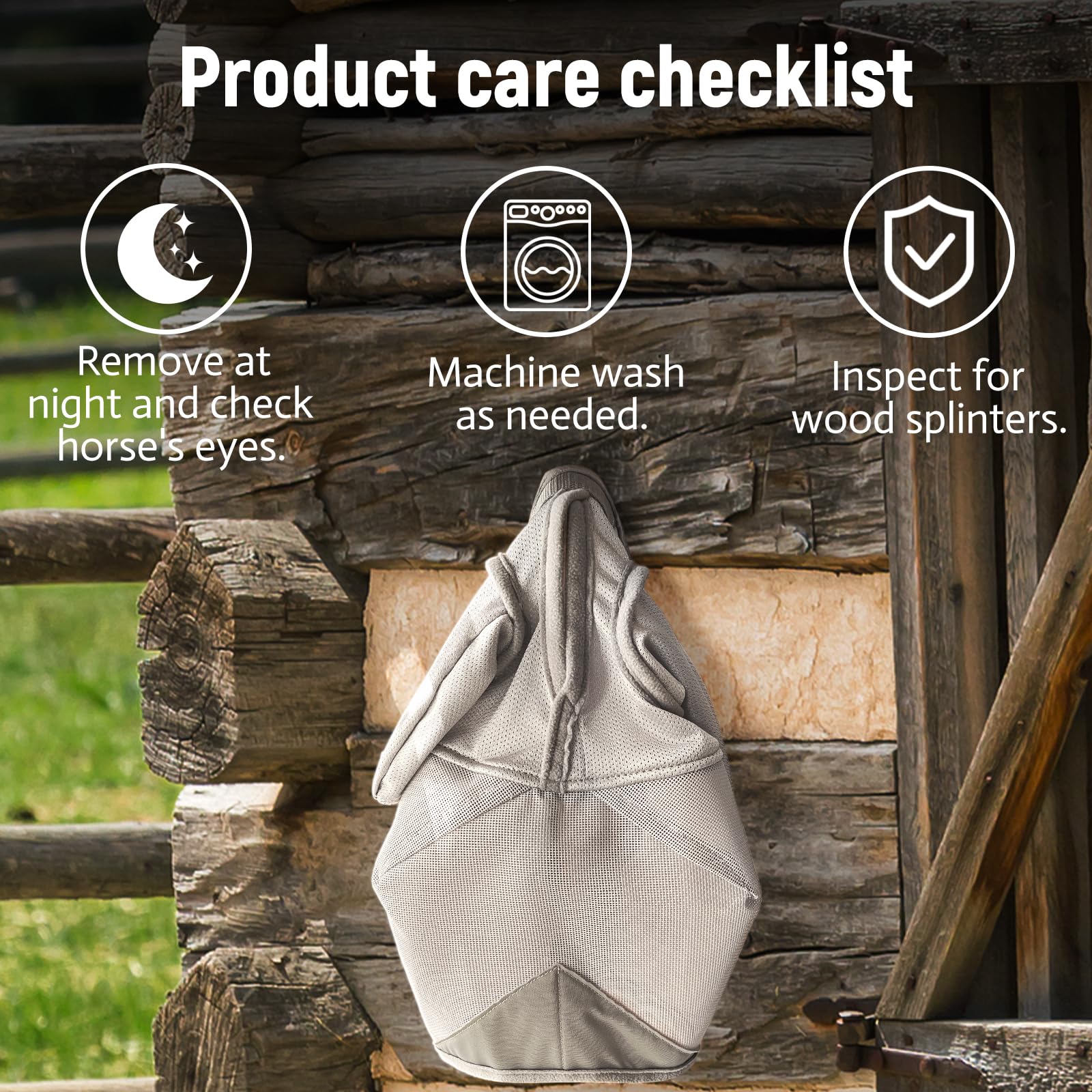 Raelitego Horse Fly Mask, Adjustable Fly Masks for Horses with Ears, UV Protection from Insect Pests Comfort Mesh Without Nose A