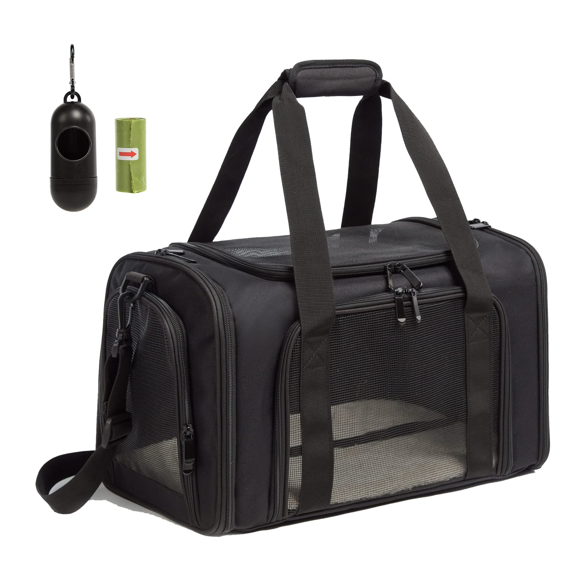 Rosebb Cat Carrier Dog Carrier Pet Carrier Cat Bags For Small Medium Cats Dogs Puppies Of 15 Lbs,Of Airline Approved Small Dog Bag Soft Sided,Collapsible Travel Puppy Carrier (Medium, Black)