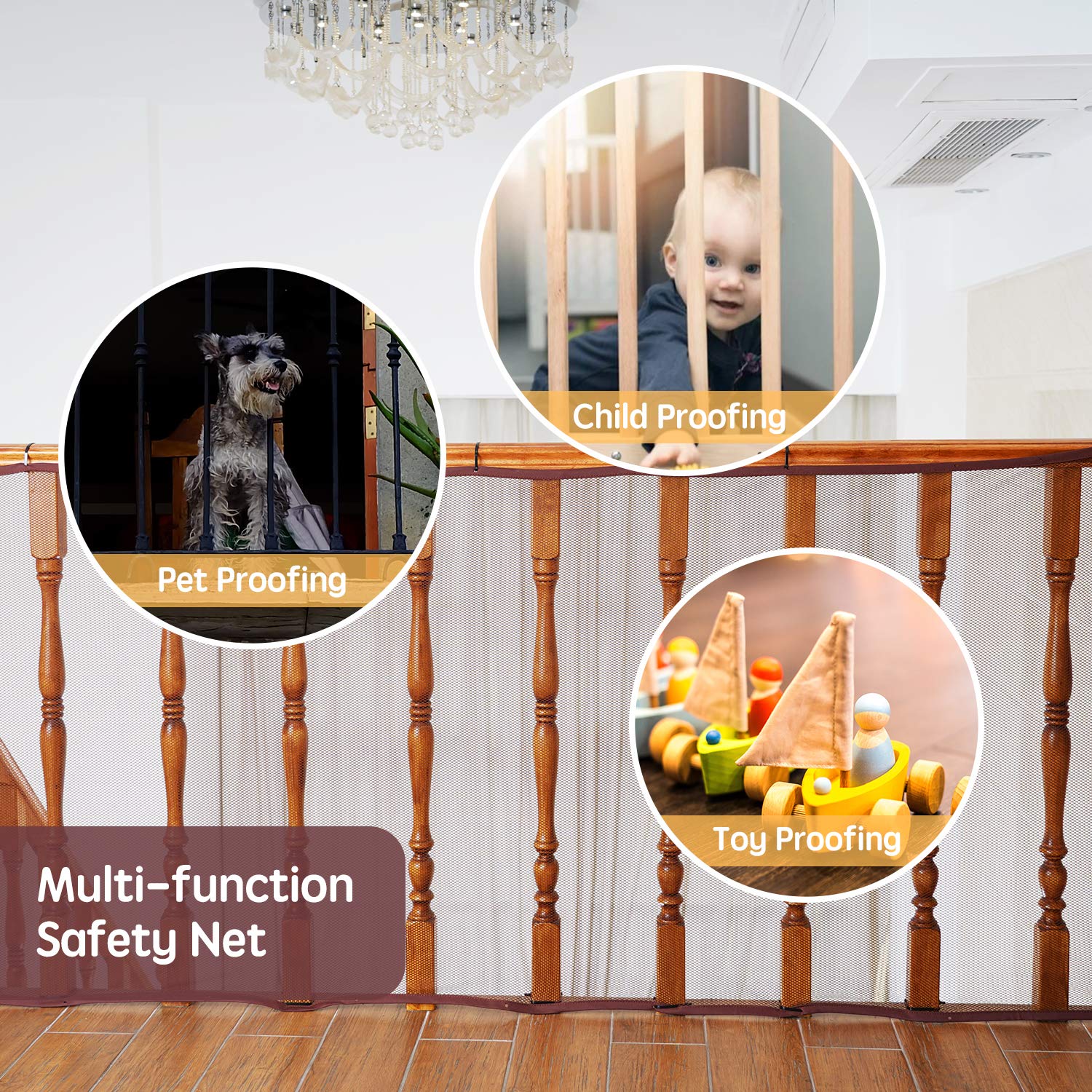 Banister Guard For Baby - 10Ft X 3Ft, Child Safety Net, Stair Railing Proof Mesh For Kids, Toys, Pets - White