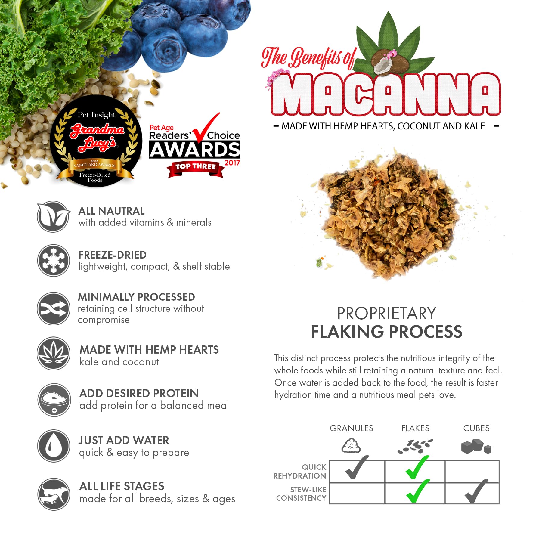 Grandma Lucys Macanna Dog Food, Grain Free and Freeze-Dried - Pre-Mix, 3Lb Bag