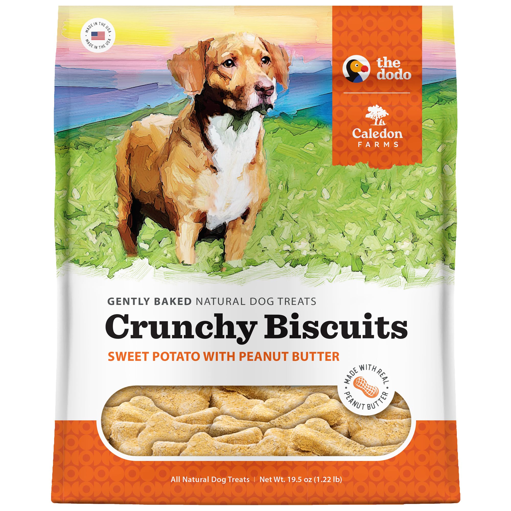 Caledon Farms The Dodo Crunchy Biscuits - Sweet Potato with Peanut Butter 19.5oz, Dog Treats