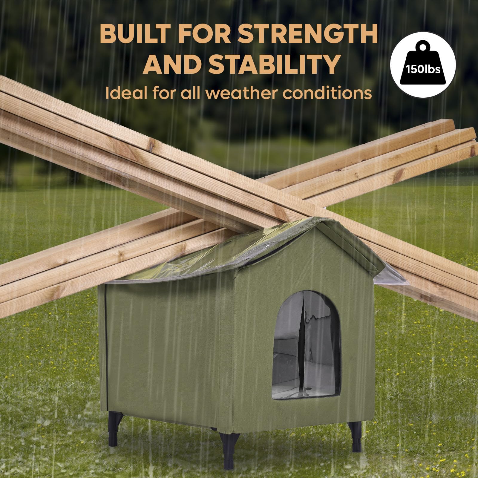 Becuddler Large Cat House For Outdoor Cats Weatherproof, Indestructible Feral Cat House For Outside, Waterproof Elevated Kitty P