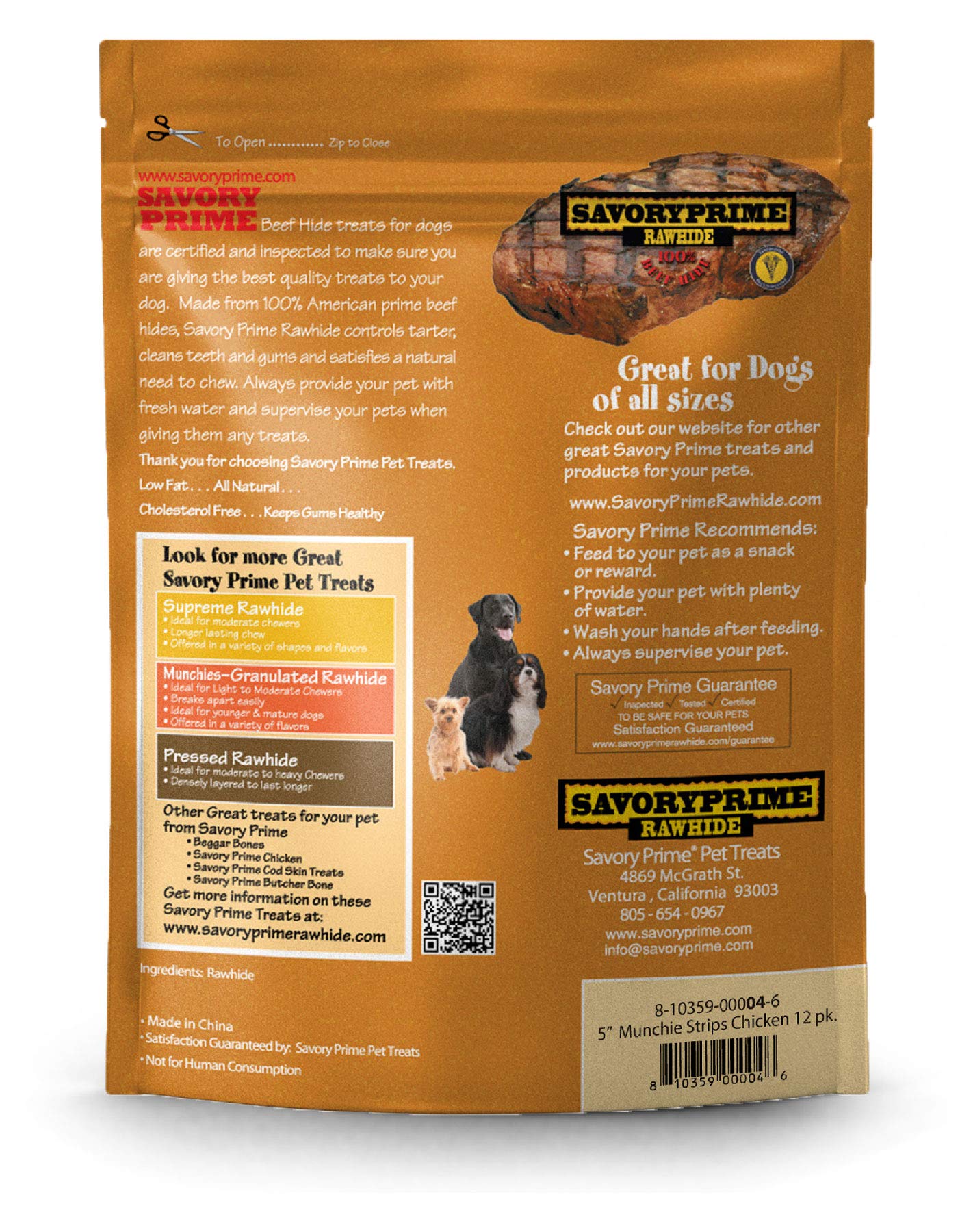 Savory Prime 12-Pack Munchie Strips, 5-Inch, Chicken