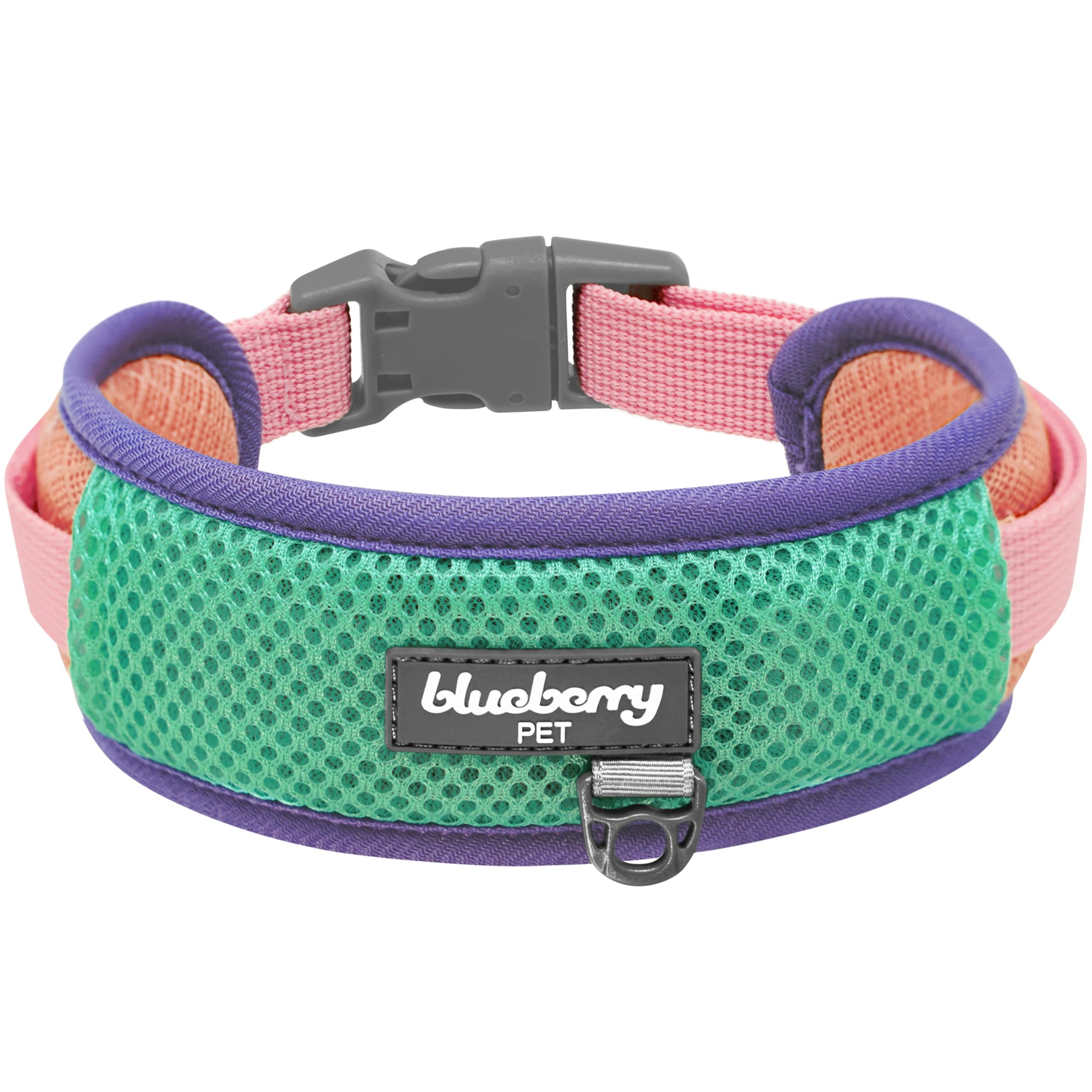 Blueberry Pet Vibrant Mesh Padded Dog Collar, Coral&Mint, Medium, 14.5-20 Neck | Award-Winning, Pink & Purple Dog Collars Fo
