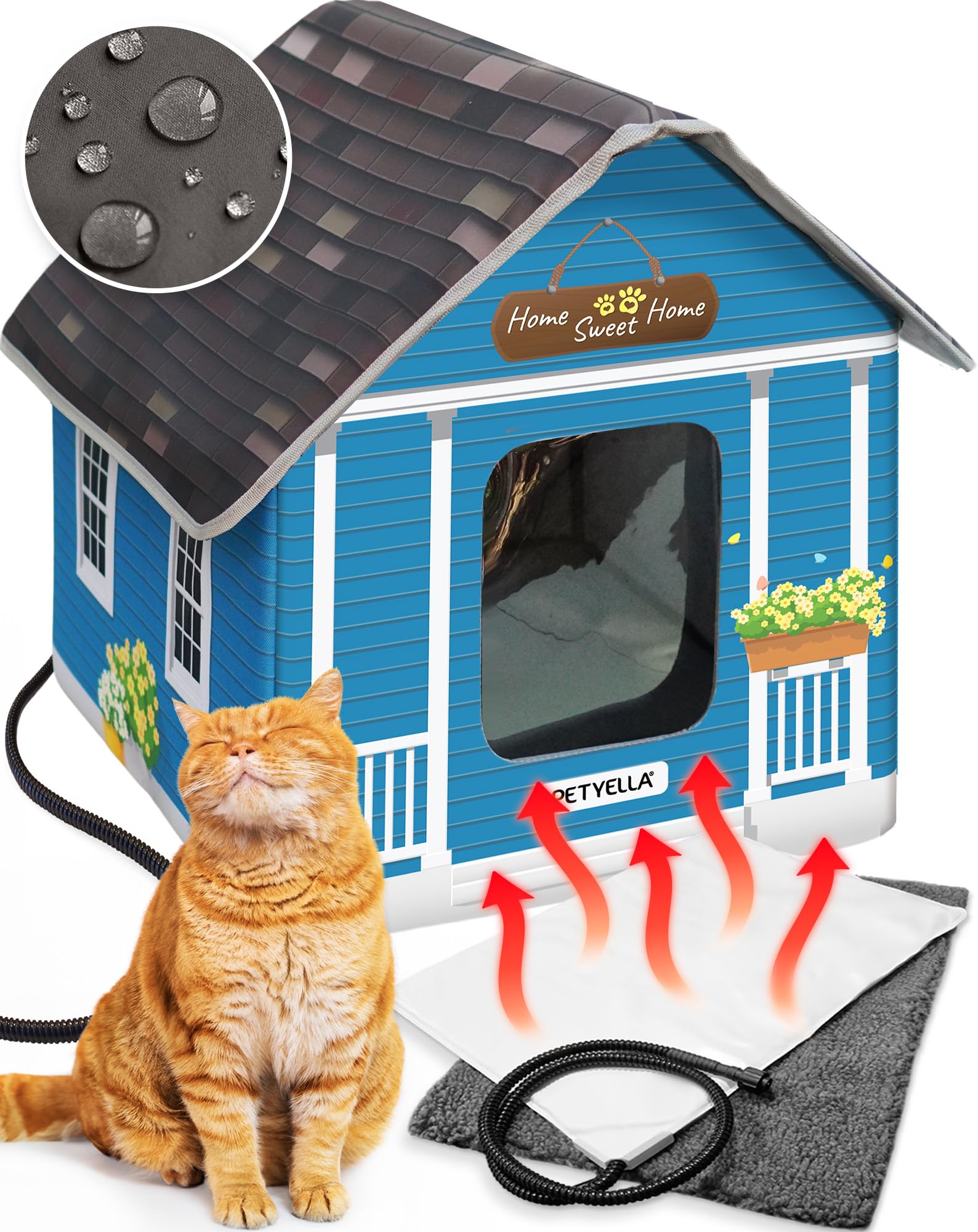 Heated Cat House for Outside - Heated Outdoor Cat House Weatherproof - Cat Houses for Outdoor Cats - Outdoor Heated Cat House - 