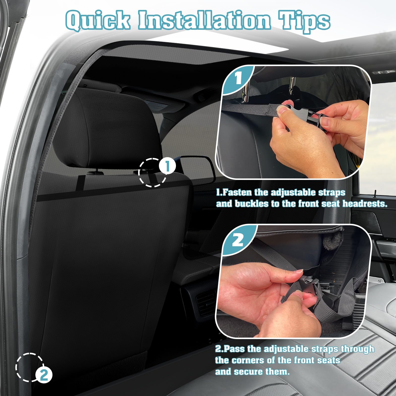 Mixsuper Dog Car Barrier, 52.4' Wide, Car Divider For Midsized Pickup, Midsized Suv And Car, One-Piece Escape-Proof Back Seat M