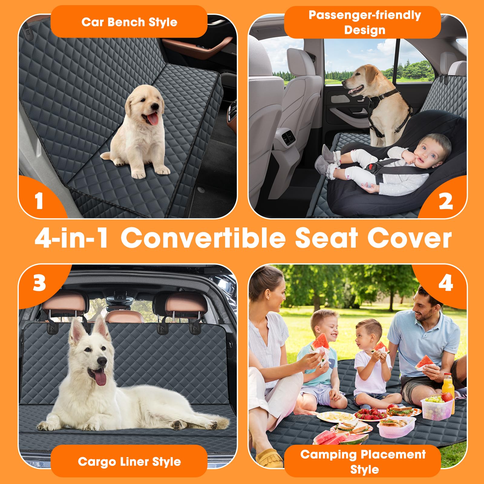 Mixjoy Dog Car Cover For Back Seat Cover Protector Waterproof Dog Seat Covers For Cars, Car Seat Protector For Dogs With 1 Dog S