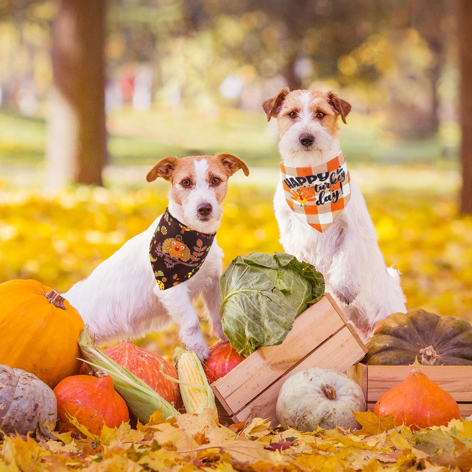 Adoggygo Thanksgiving Dog Bandana Fall Autumn Pet Bandana Reversible Triangle Bibs Scarf Accessories For Small Dogs Puppy (Small