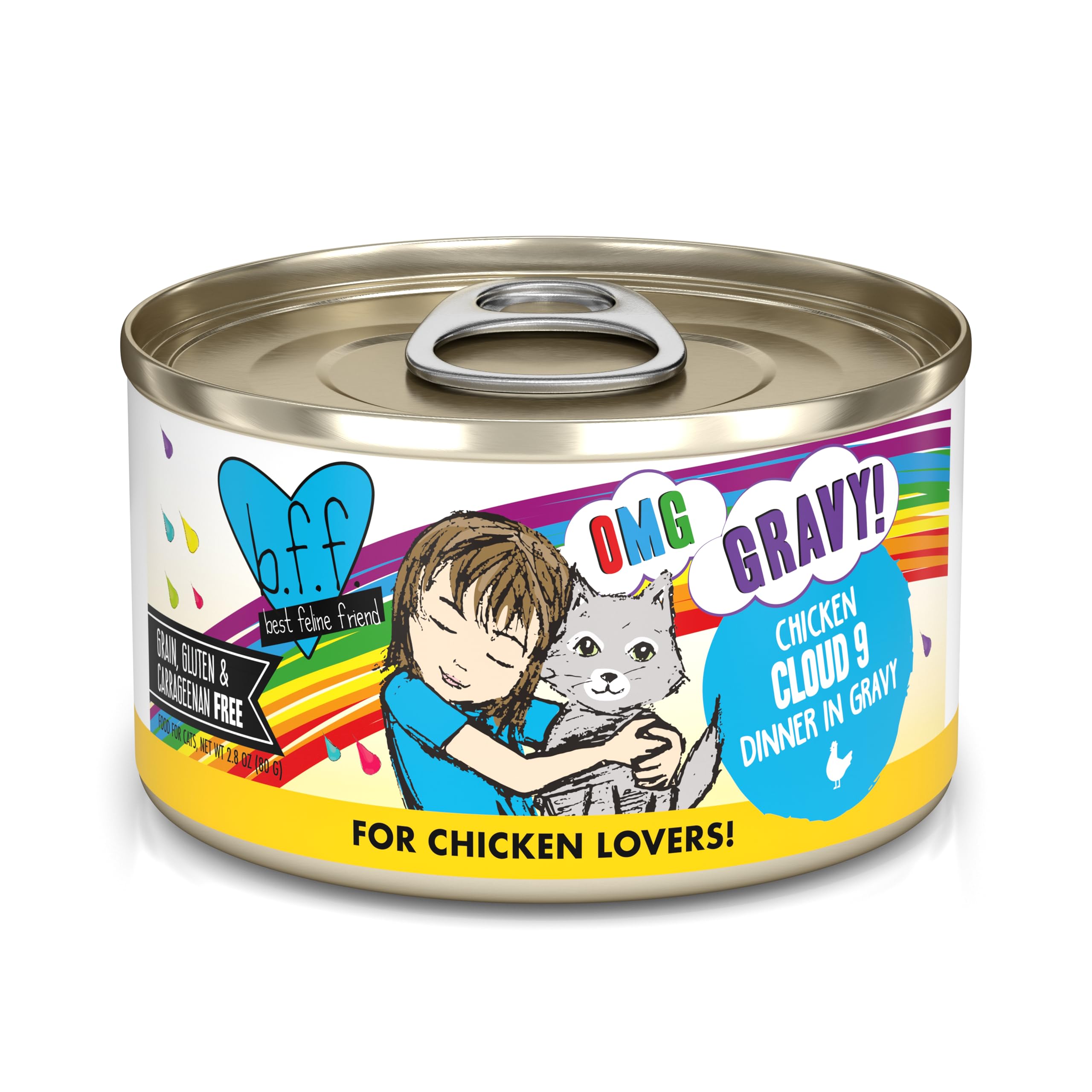 Weruva B.F.F. OMG - Best Feline Friend Oh My Gravy!, Chicken Cloud 9 with Chicken in Gravy, 2.8oz Can (Pack of 12)