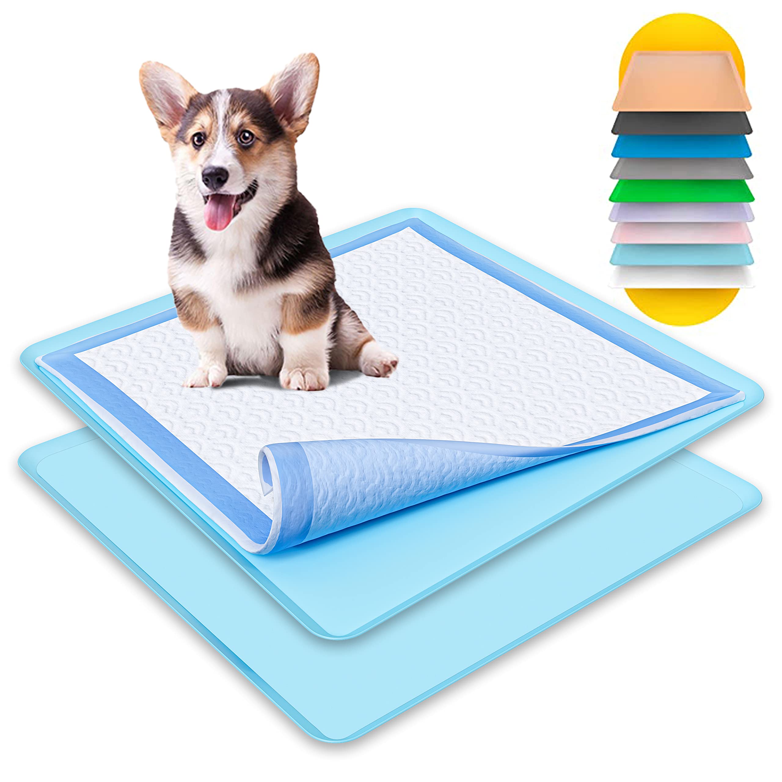 Tidyfriend Dog Puppy Pad Holder Tray - 2 Pack For 24 X 24 Inches Training Pads - Silicone Wee Wee Pad Holder, No Spill Pee Pad H