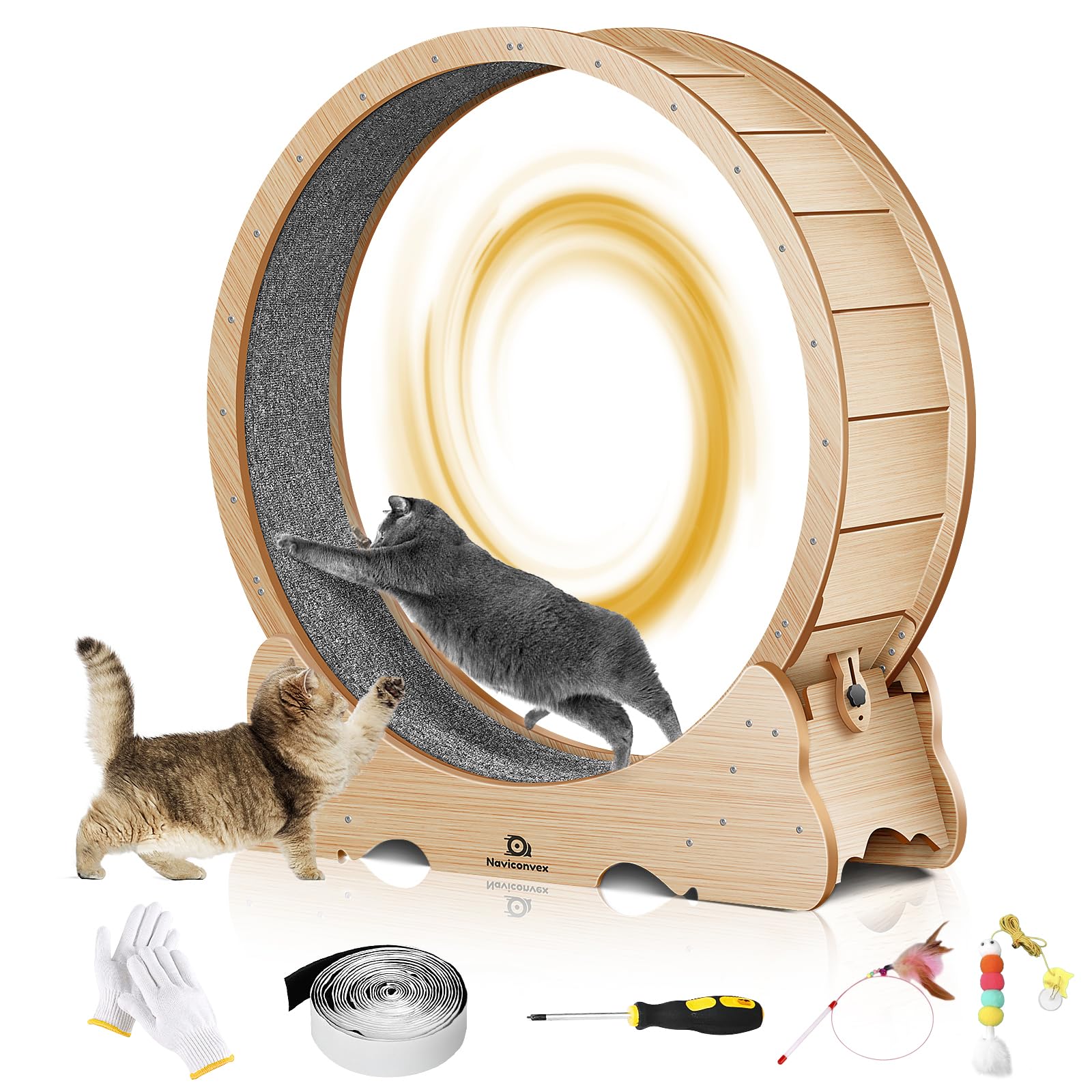 Naviconvex Cat Wheel, 45'' Xl Large Cat Exercise Running Wheel, Treadmill For Indoor Cats
