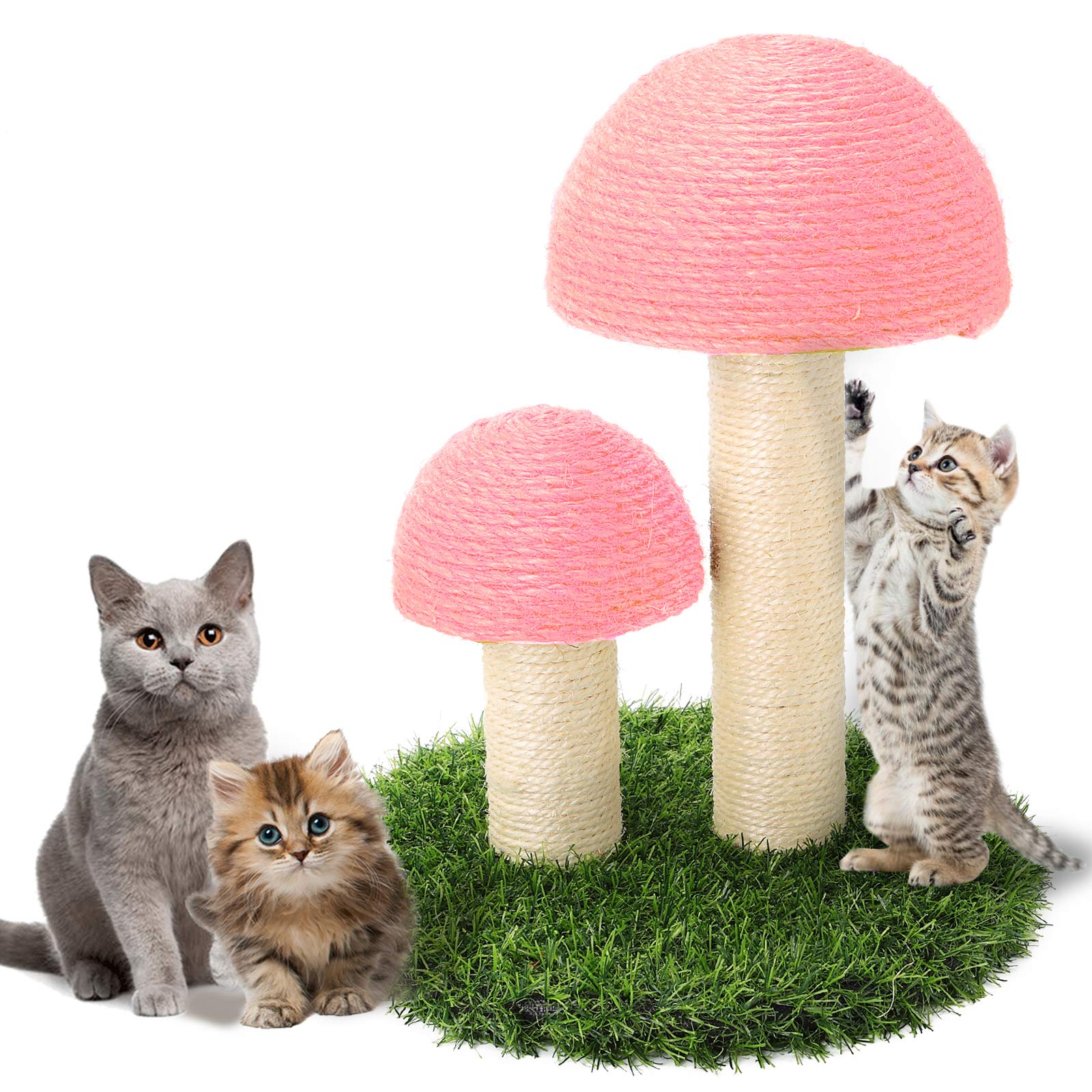 Cat Scratching Post, Mushroom Claw Scratching Post For Kitty, Natural Sisal Cat Scratchers Pole, 15X12 Inch Cat Interactive Toys
