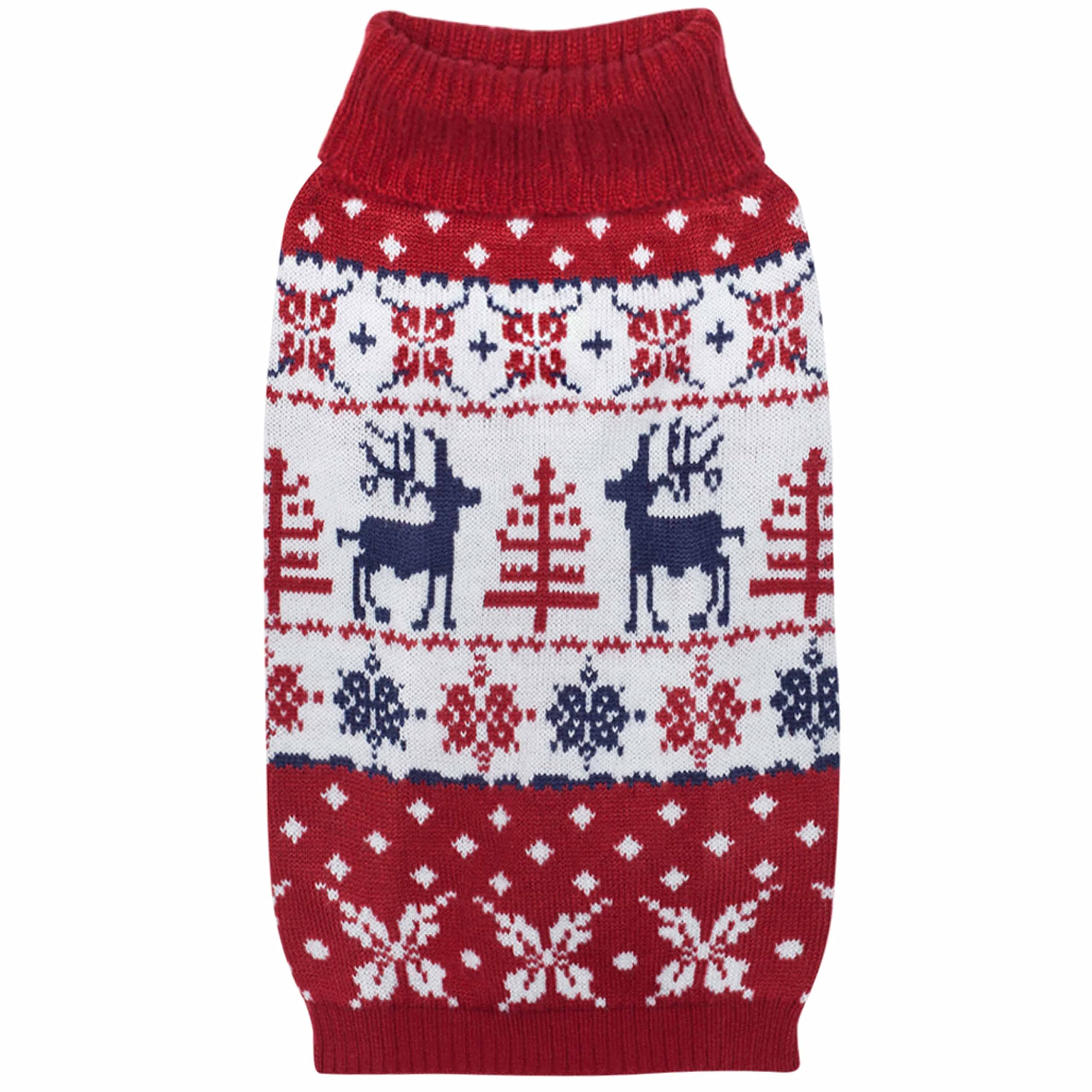Blueberry Pet Christmas Snowflakes Holiday Festive Pullover Dog Sweater, Back Length 22', Pack Of 1 Clothes For Dogs