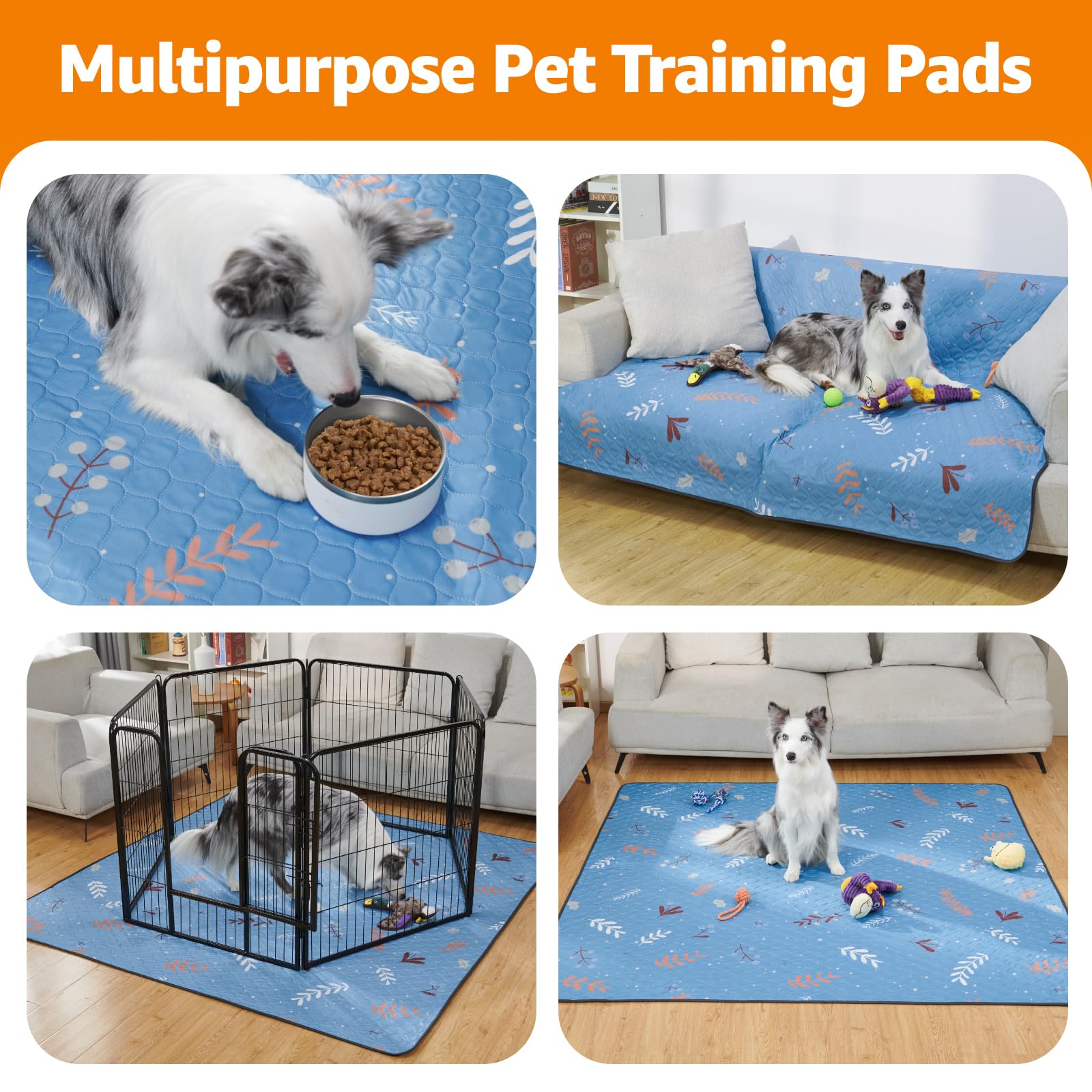 Loobani Washable Pee Pads For Dogs: 2 Pack Reusable Puppy Training Pads 24'' X 36'', Waterproof Dog Pee Pads Non-Slip, Super Abs