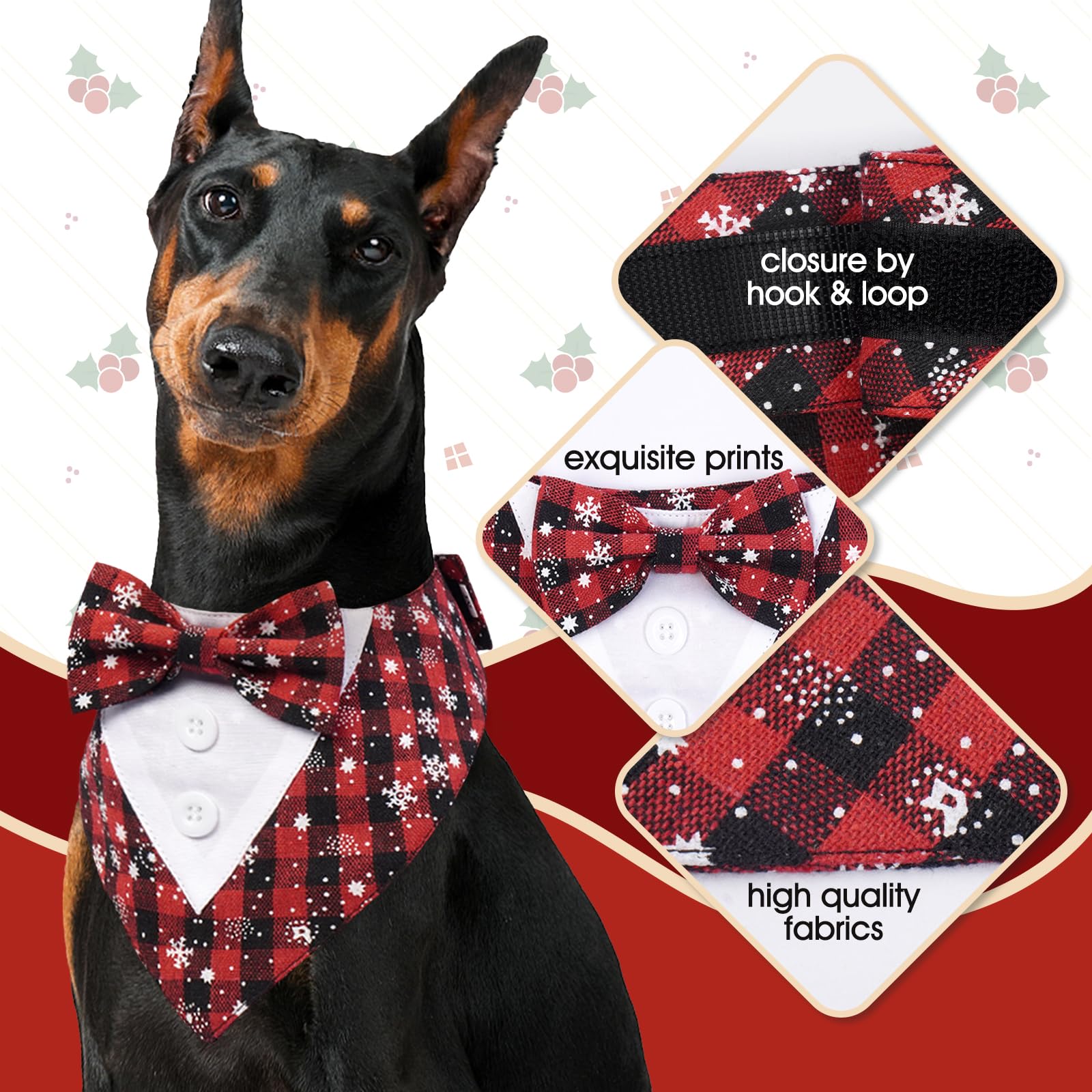 FUAMEY Dog Tuxedo,Formal Dog Bandana Dog Collar with Bow Tie Dog Birthday Costume Adjustable Pet Party Tux Dog Wedding Attire,Do