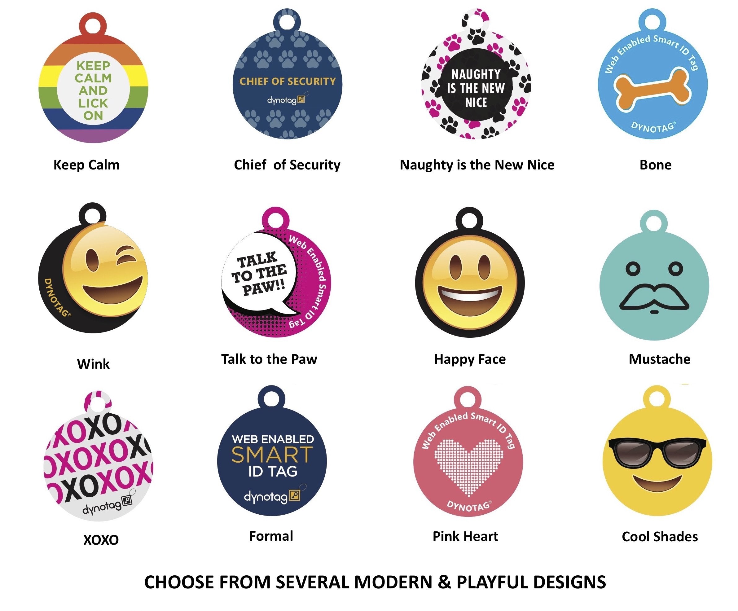 Dynotag® Web Enabled Super Pet Id Smart Tag With Dynoiq™ & Lifetime Recovery Service. Play Series: Round (Chief Of Security)