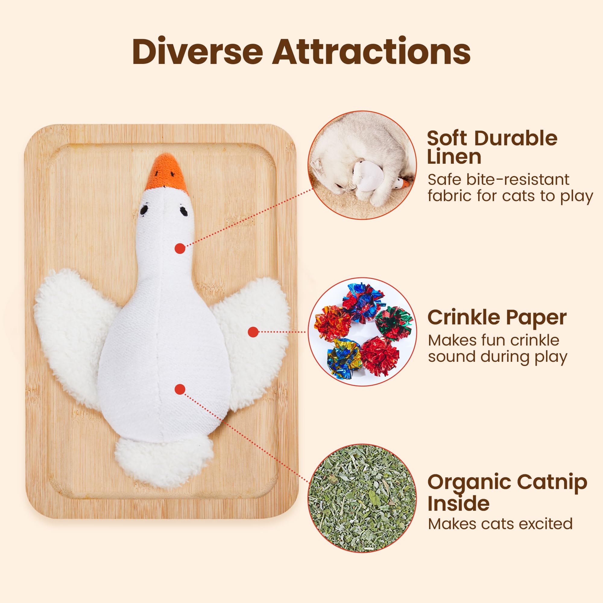 Potaroma Birds Cat Toys, 2 Pack Catnip Toys Soft Durable, Crinkle Sound Kicker Toys For Interactive Indoor Kitten Exercise 6.5 I