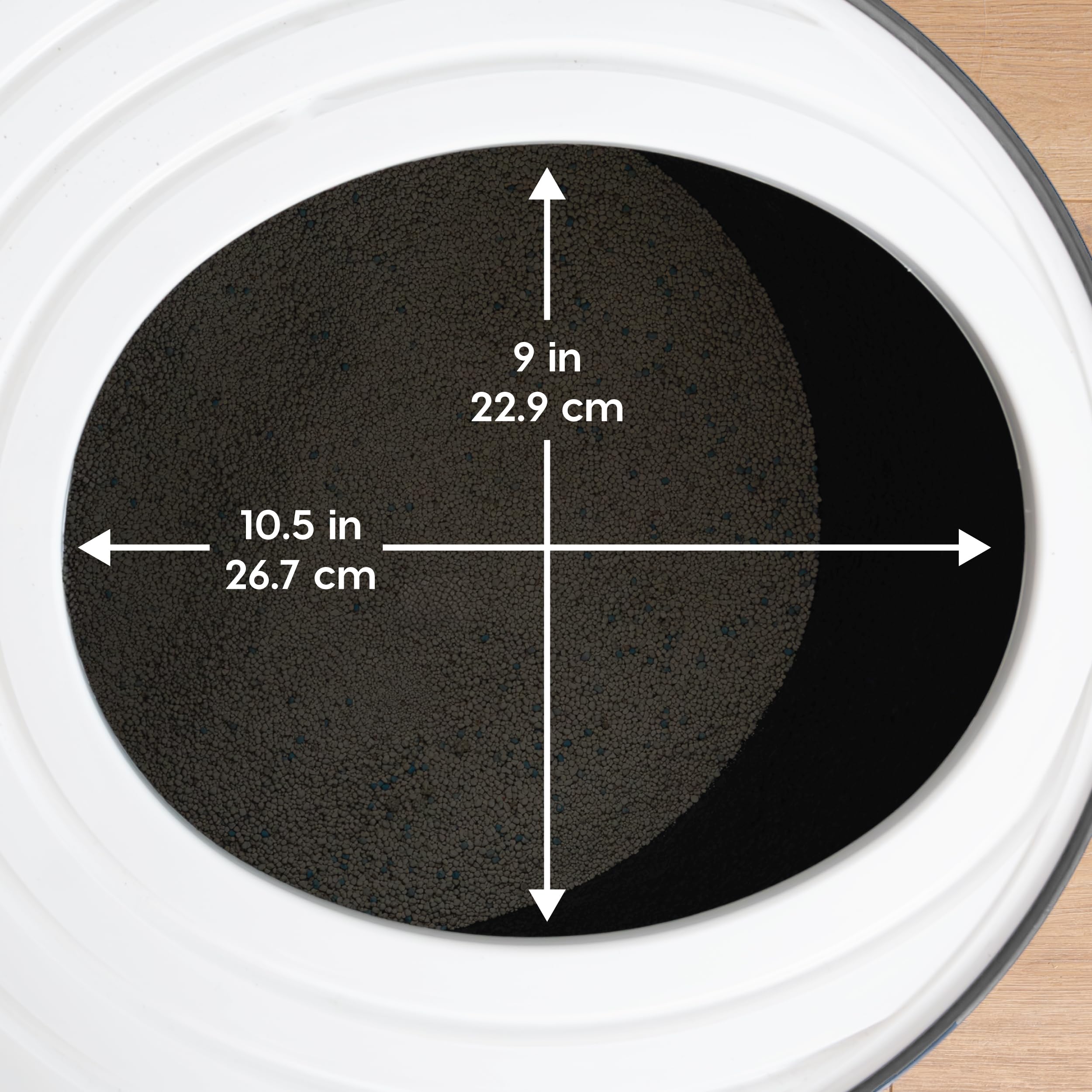 Iris Usa Cat Litter Box, Top Entry Litter Box With Scoop, Stylish Round Cat Litter Box Enclosure, Kitty Litter Box, Dark Gray/White