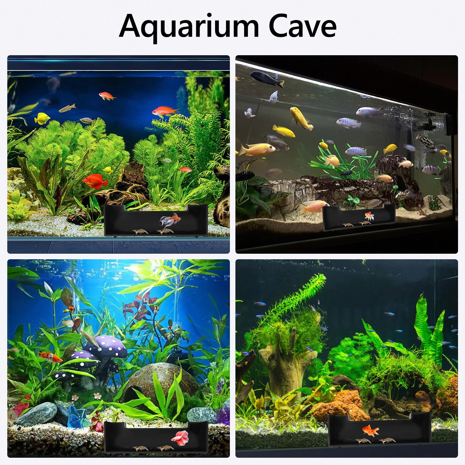 CPLIKE Shrimp Cave Aquarium Tunnel, Aquarium Decor Habitat Decoration, Black Plastic, Modern, Corydora Catfish, Kuhli Loach, Clo