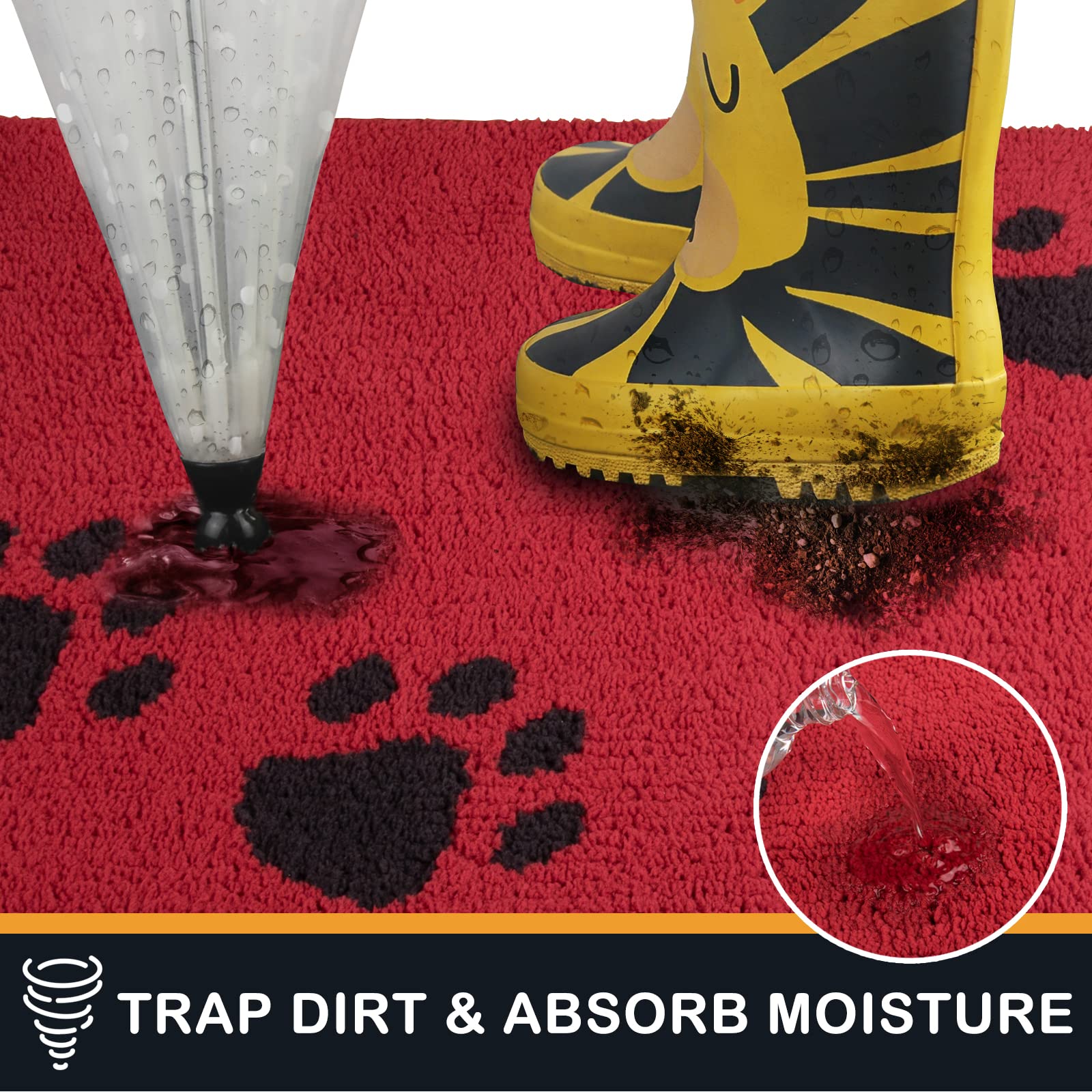 PURRUGS Dirt Trapper Door Mat 24  x 35.5 , Non-Skid/Slip Machine Washable Microfiber Entrance Rug, Shoes Scraper, Dog Doormat, S