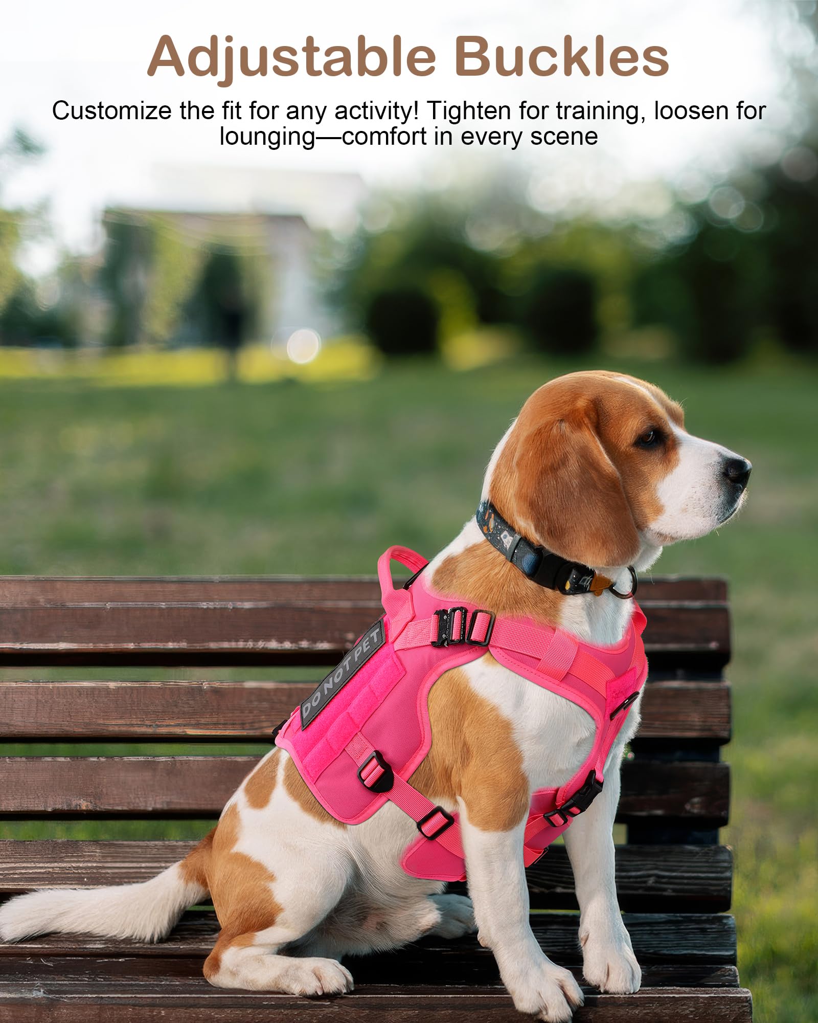 Petnanny Tactical Dog Harness - Service Dog Harness Emotional Support Dog Vest For Medium Large Dogs, No Pull Esa Dog Vest With