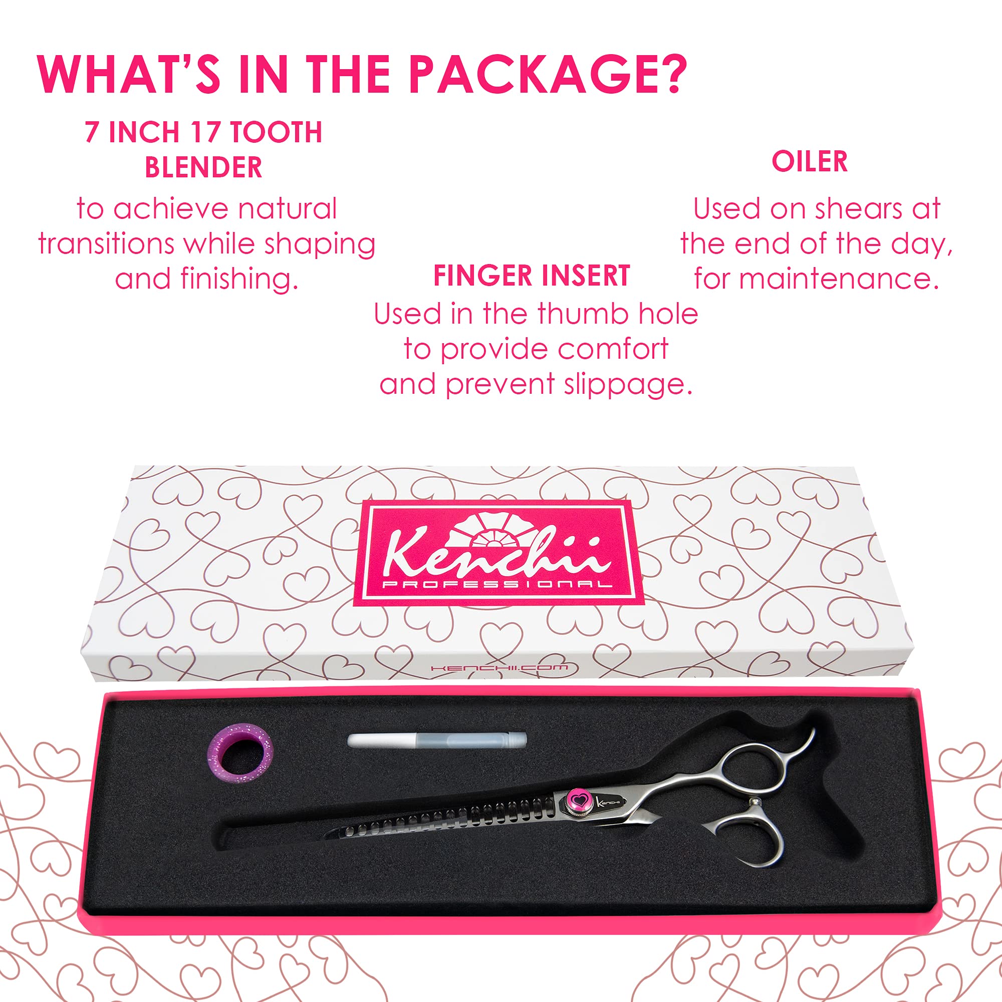 Kenchii Love Dog Grooming Scissors, 17 Tooth Thinning Shears, Dog Scissors For Grooming, Professional Pet Grooming Scissors, Heavy Duty, Durable And Sharp