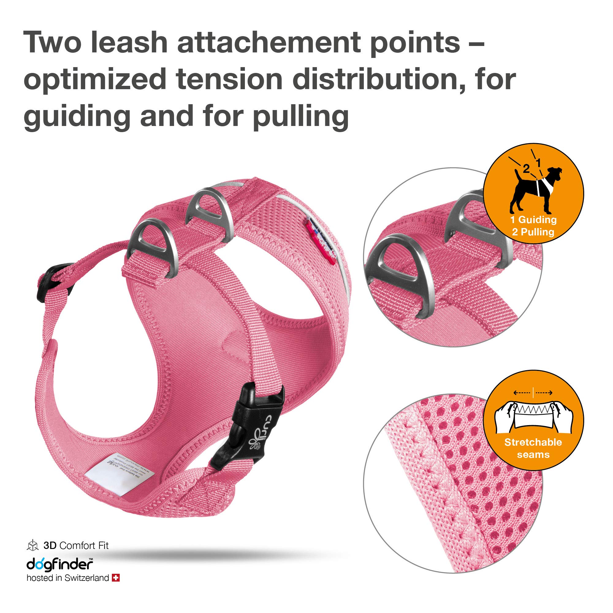 Curli Basic Harness Air-Mesh Dog Harness Pet Vest Adjustable Step-In Light Harness Pink Xs