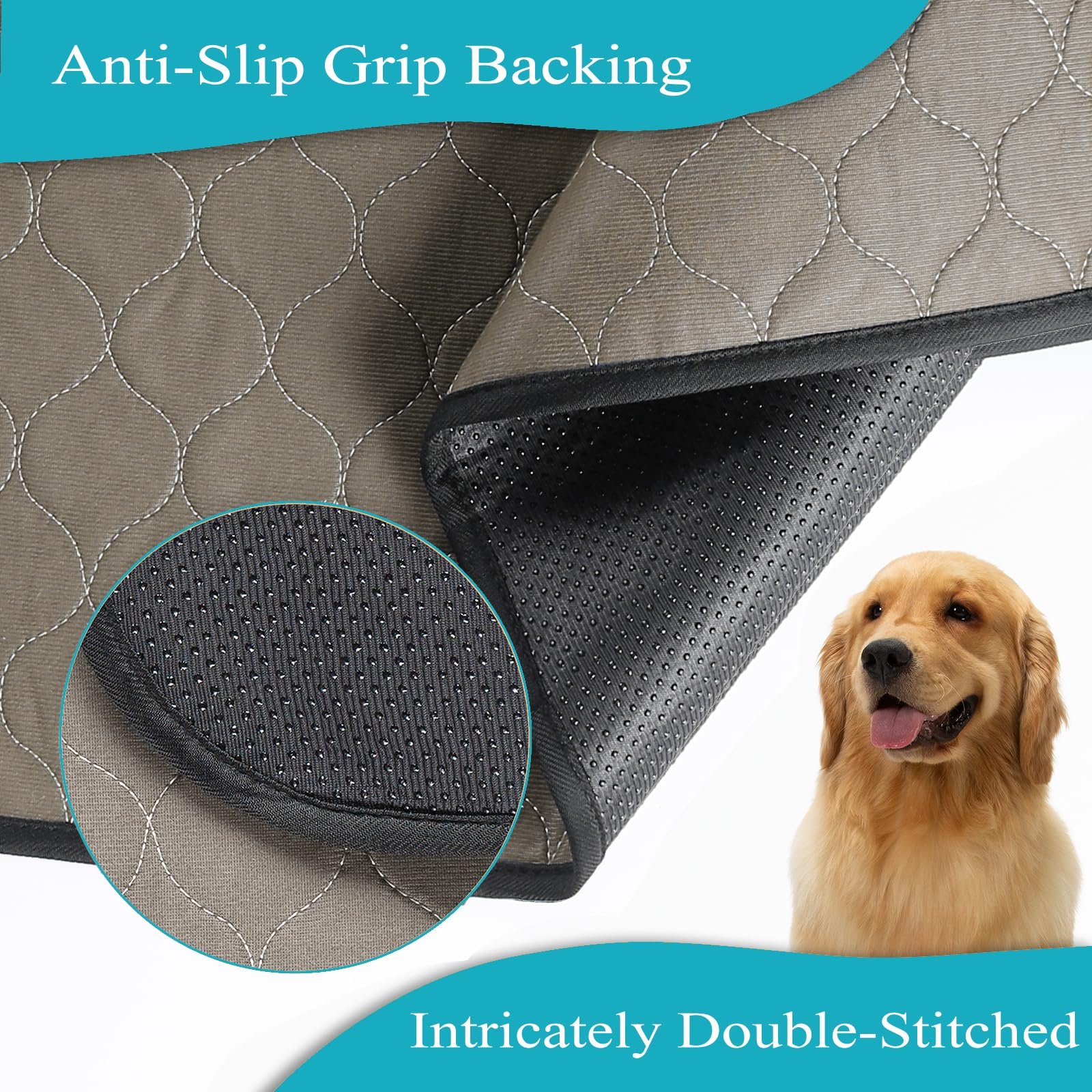 Bunlitent Washable Pee Pads For Dogs 36'' X 41'', 5 Pack, Reusable Puppy Pads, Dog Training Pads With Quick Dry, Large Anti-Slip