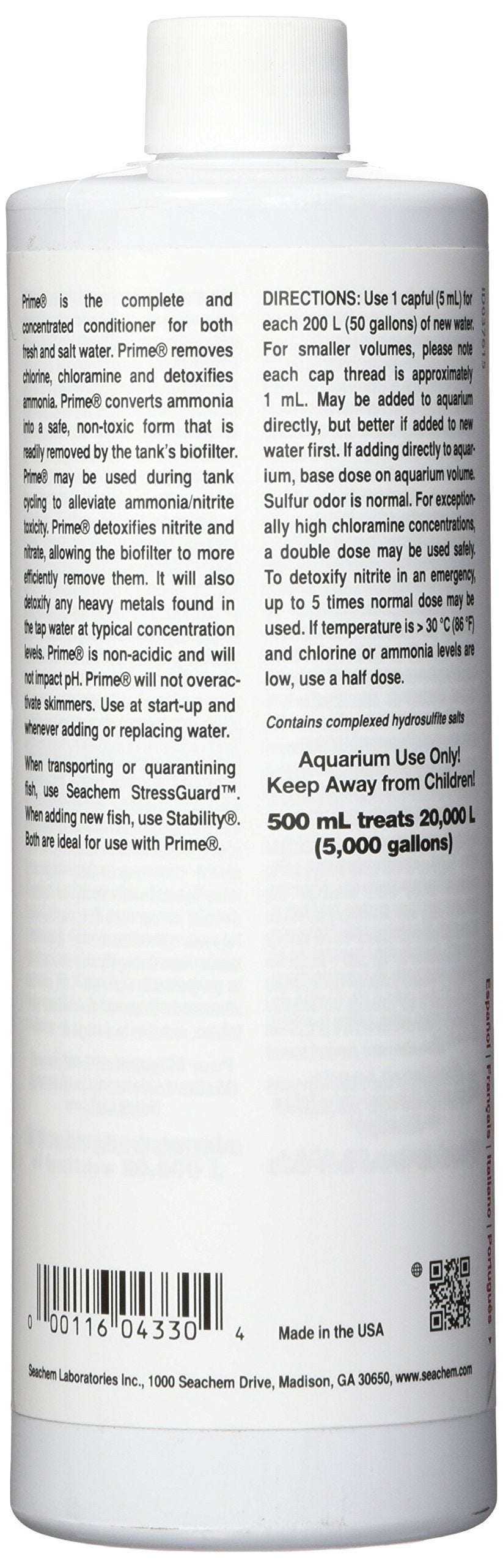 Seachem Prime Fresh and Saltwater Conditioner - Chemical Remover and Detoxifier 500 ml