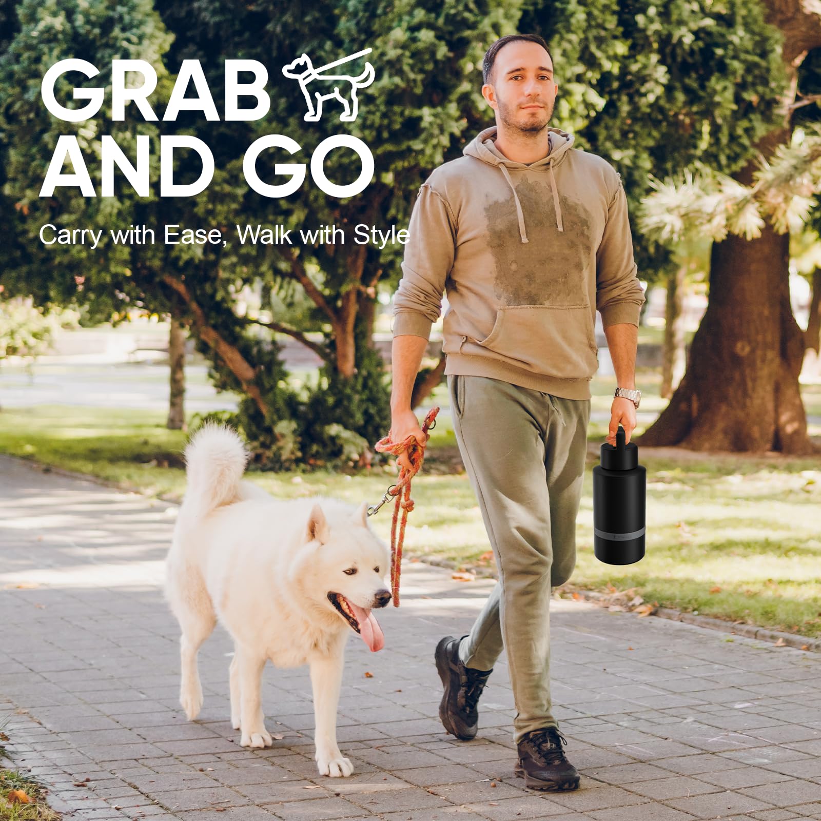 KEWIXY Insulated Dog Water Bottle with Travel Bowl, Portable Water Bottle Dispenser, Accessories for Road Trip, Hiking, Camping,