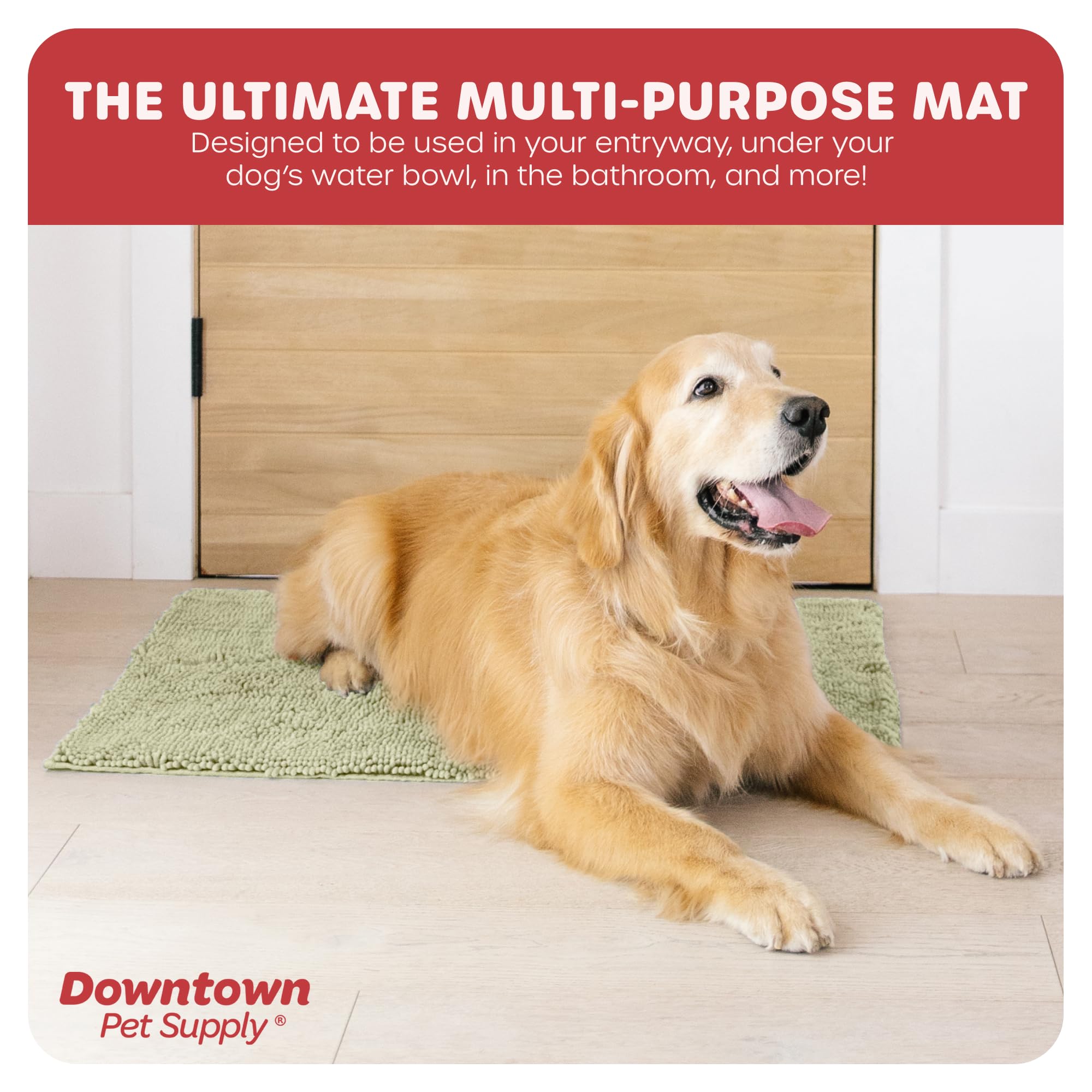 My Doggy Place Microfiber Dog Mat for Muddy Paws, 36 x 26 Oatmeal - Absorbent and Quick-Drying Dog Paw Cleaning Mat, Washer and