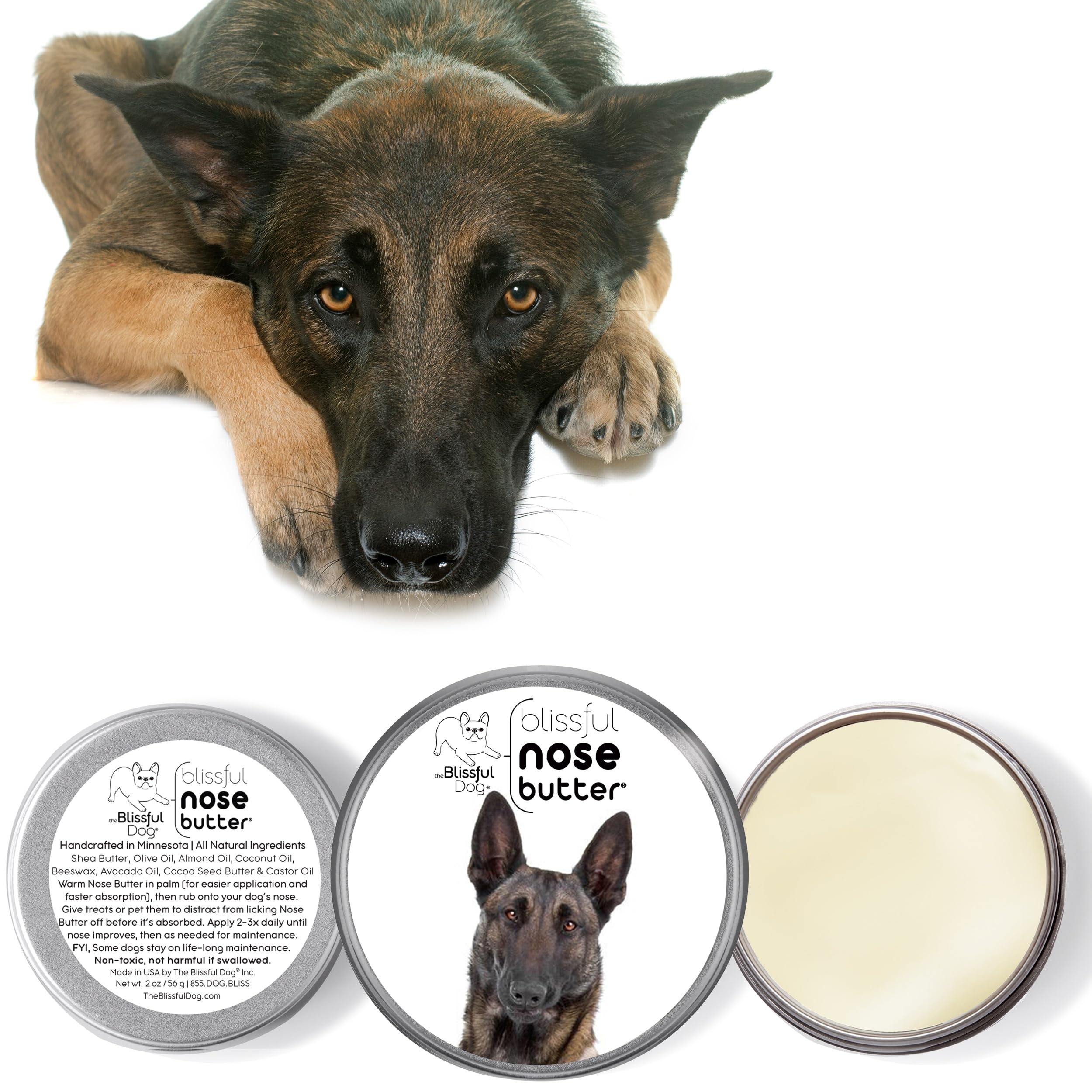 The Blissful Dog Belgian Malinois Nose Butter, Versatile Dog Nose Balm for Dry Nose, Handcrafted Nose Moisturizer, Easy-to-Apply