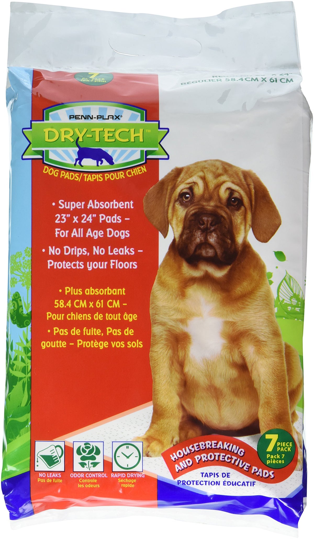 Penn-Plax Dry-Tech Dog And Puppy Training Pads – Super Absorbent 23” X 24” Regular Sized Pads – Great For All Ages And Breeds – 7 Count