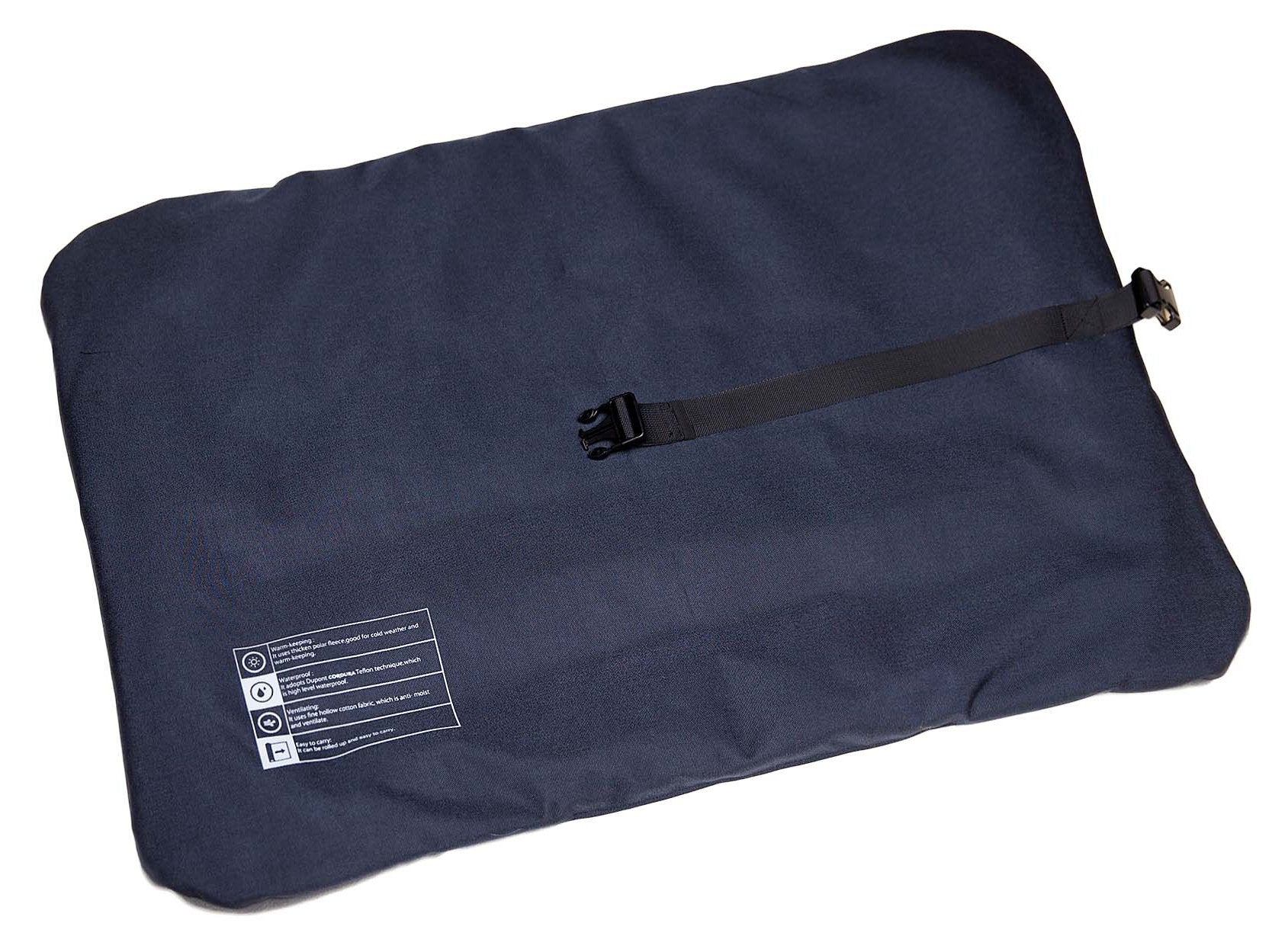 DOGHELIOS 'Combat-Terrain' Cordura-Nyco Reversible Nylon and Polar Fleece Travel Camping Folding Pet Dog Bed Mat, Medium, Blue, Grey