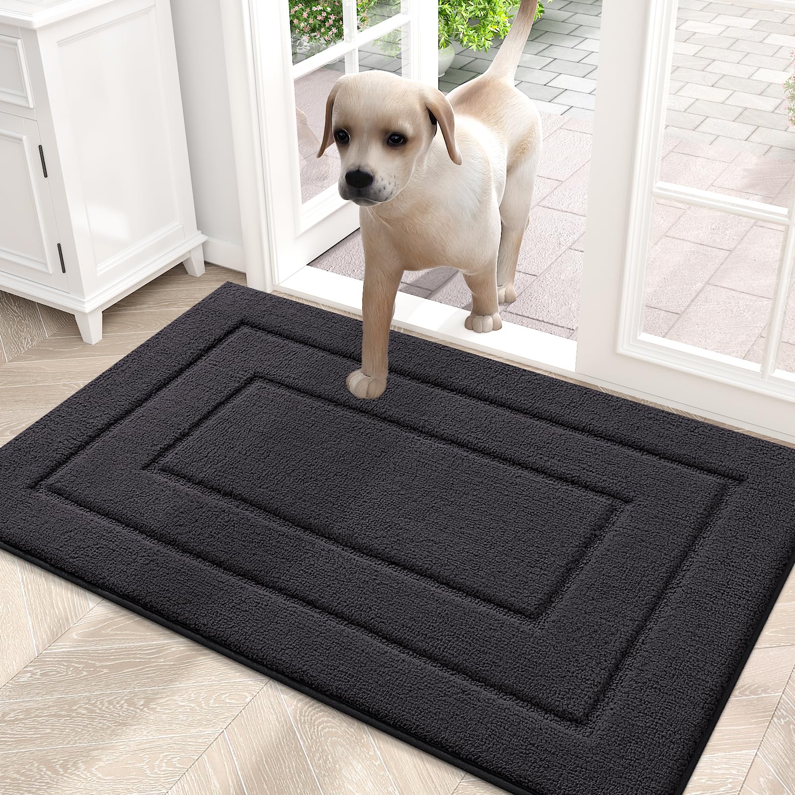 Smiry Dog Door Mat for Muddy Paws Indoor Entrance, Absorbs Moisture and Dirt Low-Profile Doormat, Washable Mat Front Door mat fo