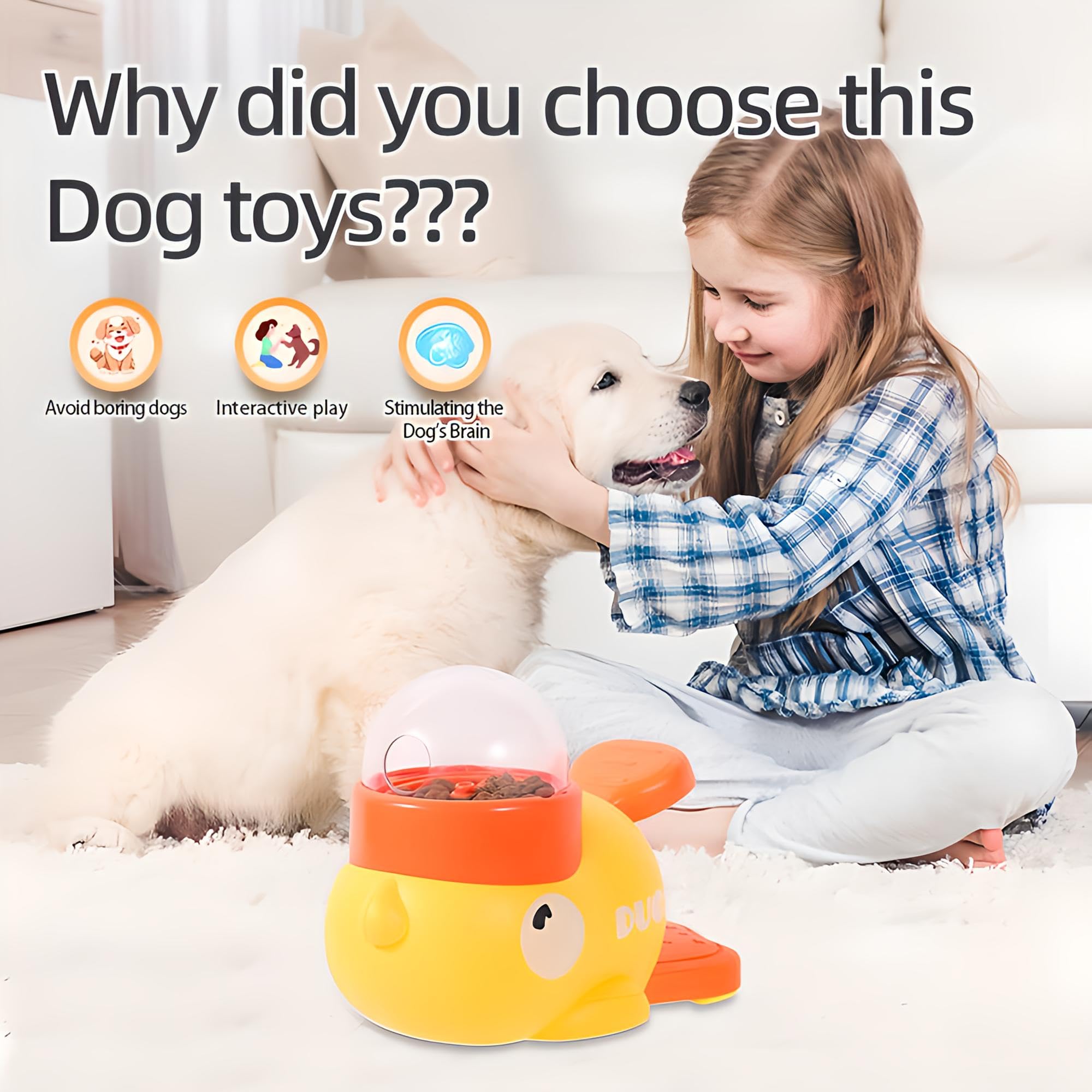 Tasmegol Dog Treat Dispenser Toy 2-in-1 Duck-Shaped Interactive Dog Food Slow Feeder Puzzle Toy