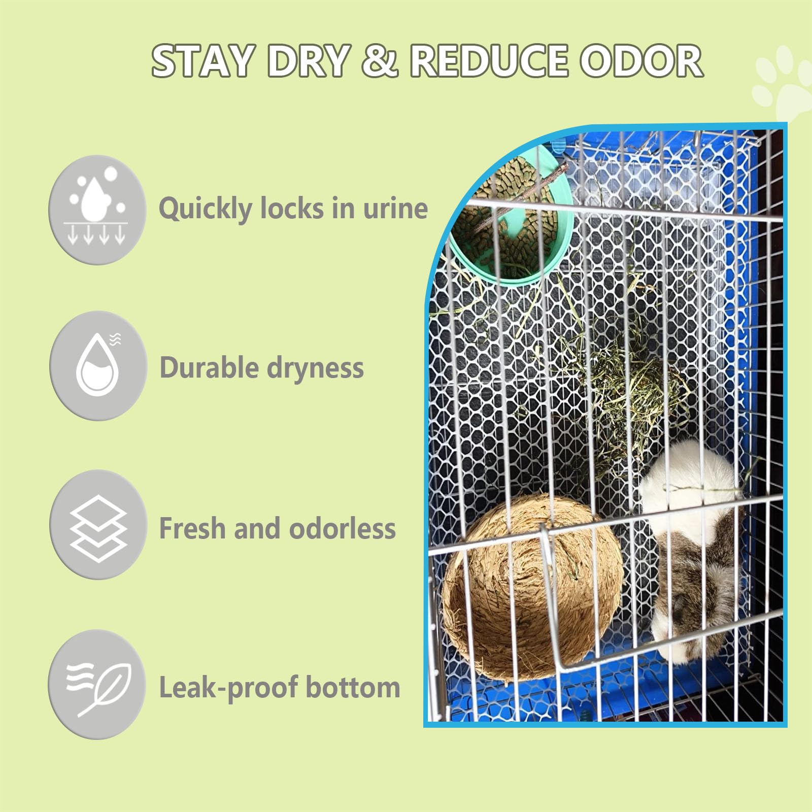 Pesandy Rabbit Pee Pads, Pet Toilet/Potty Training Pads, 120Pcs All Absorb & Odor Control Disposable Cage Liners With Quick-Dry