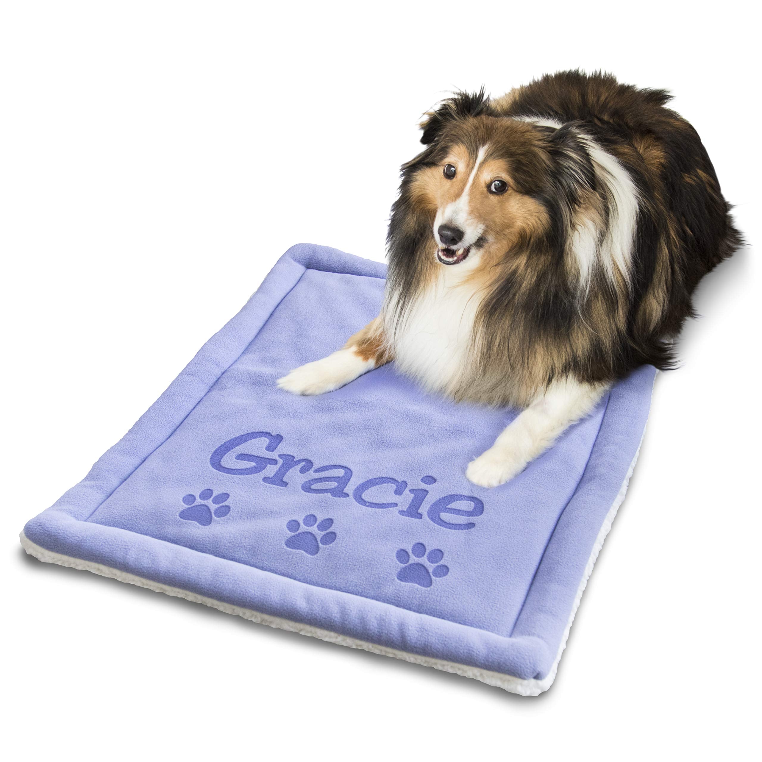 Custom Catch Personalized Dog Mat - Gift For Crate Cushion, Puppy Sleeping Blanket, Kennel Bed Pad - Large - L - Gray, Purple, Blue, Maroon, Beige