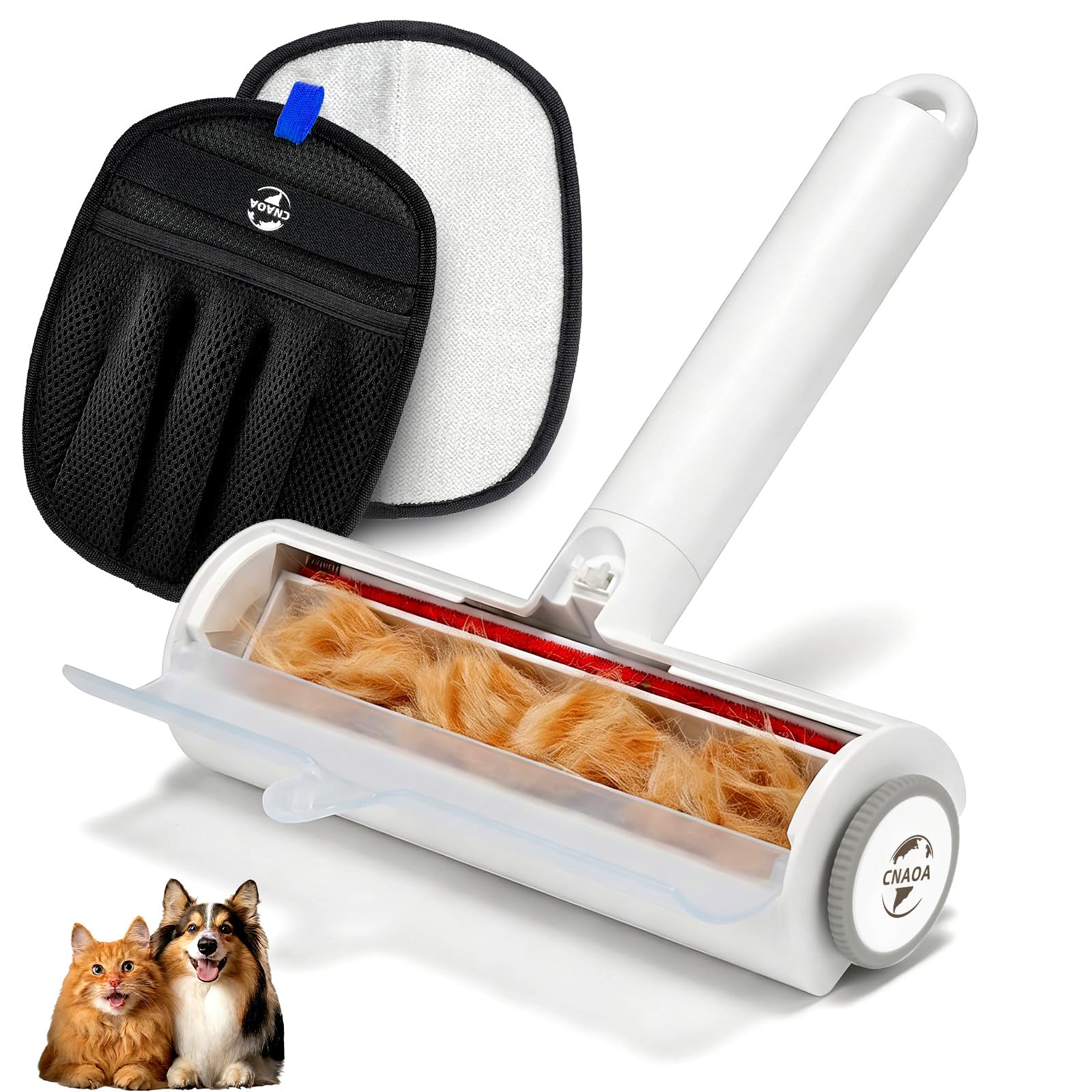 CNAOA Pet Hair Removal Set, Roller Pet Hair Remover, Pet Hair Removal Glove for Dogs & Cats, Pet Fur Remover for Clothing, Couch