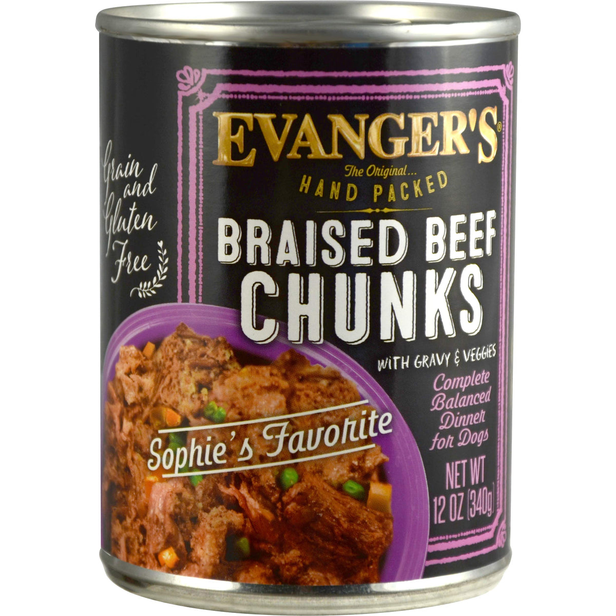 Evanger'S Hand Packed Braised Beef Chunks With Gravy For Dogs - 12, 12 Oz Cans