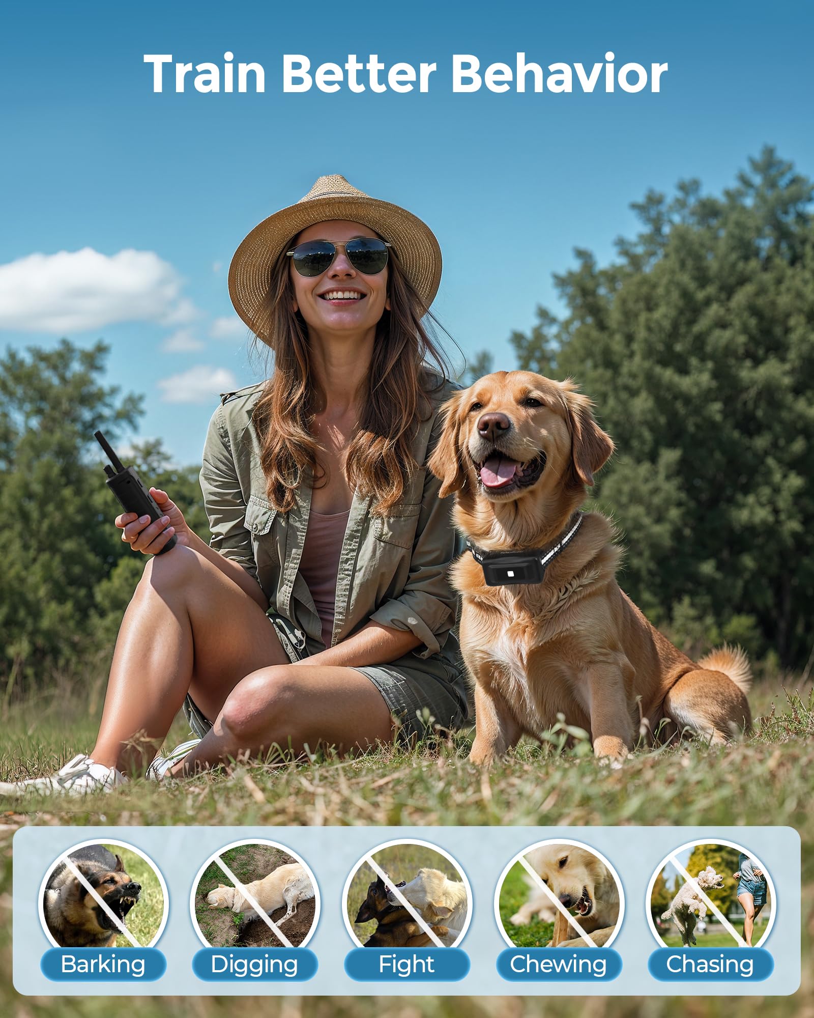 Petsminder Dog Shock Collar, 4000Ft Rechargeable Dog Training Collar With Remote Ip67 Waterproof, Adjustable Beep/Vibration/Shoc