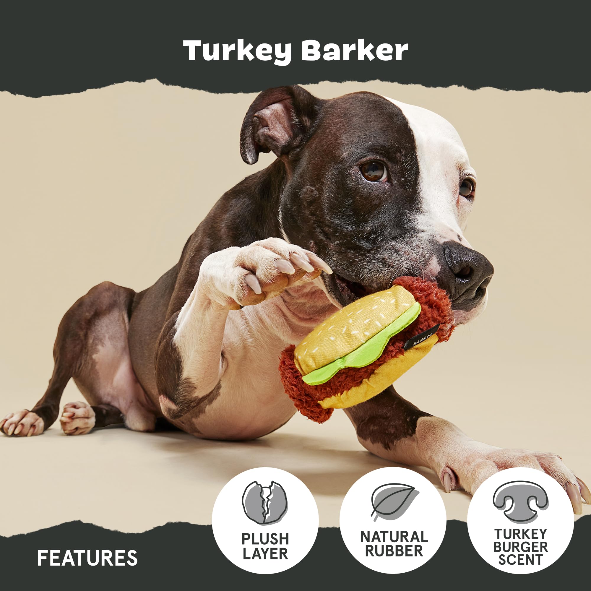 Barkbox Turkey Barker Dog Toy For Large Aggressive Chewers, Turkey-Scented Rip & Reveal Toy For Engaging And Durable Playtime