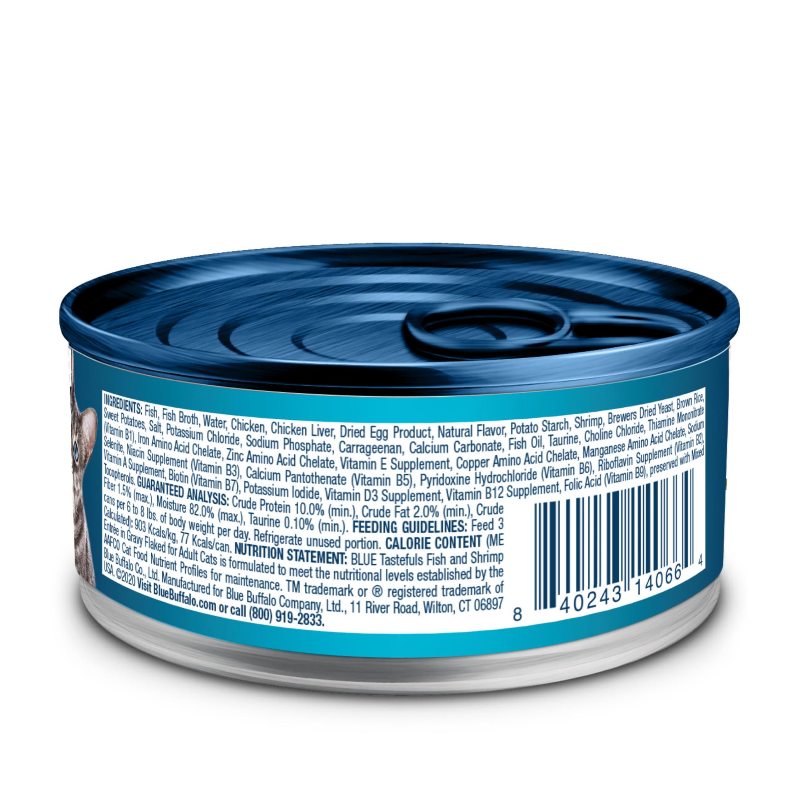 Blue Buffalo Tastefuls Flaked Wet Cat Food, Made with Natural Ingredients, Fish & Shrimp, 3-oz Cans (24 Count)