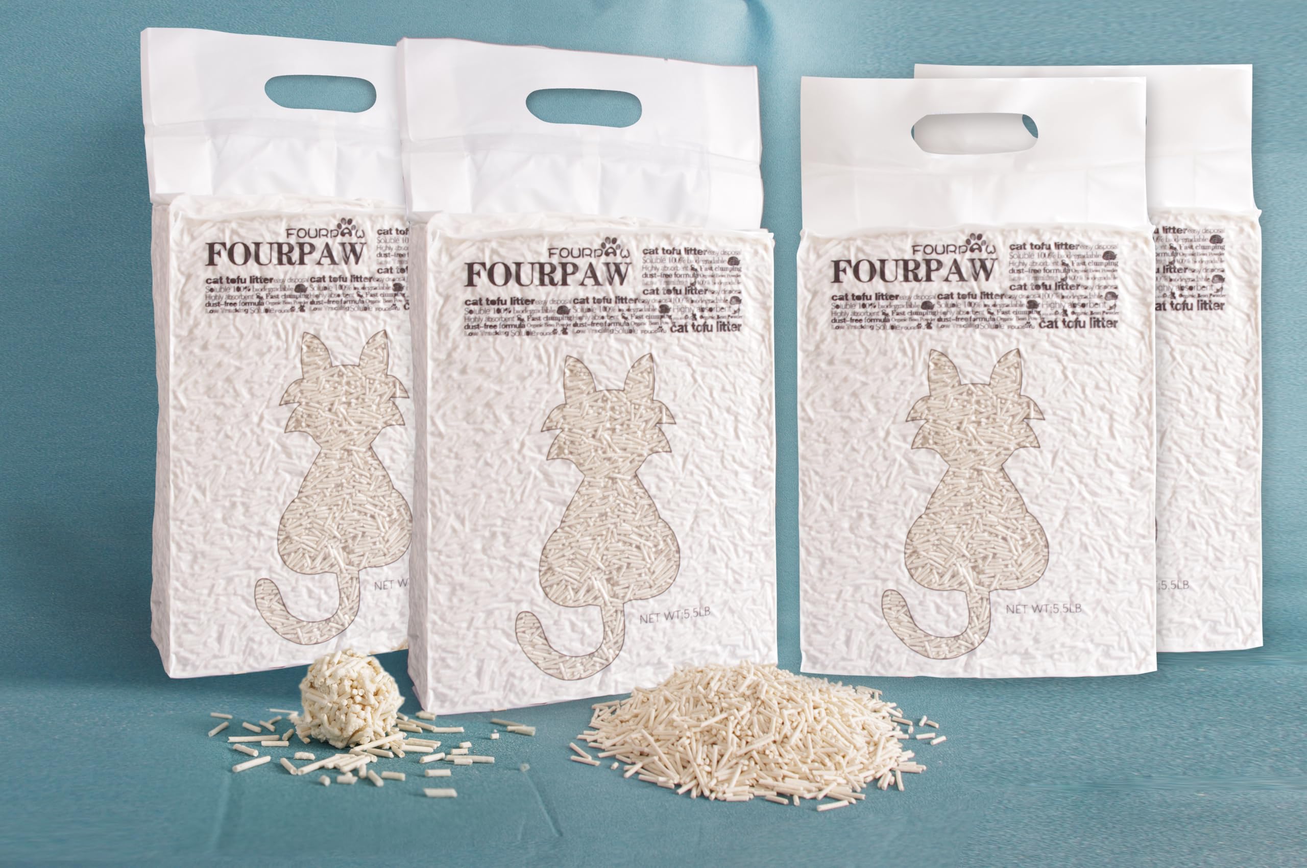 Fourpaw Original Tofu Cat Litter, Bean Fragrance, Odor Control And Economical Cat Litter Dust-Free, Quick Clumping, Water Flusha