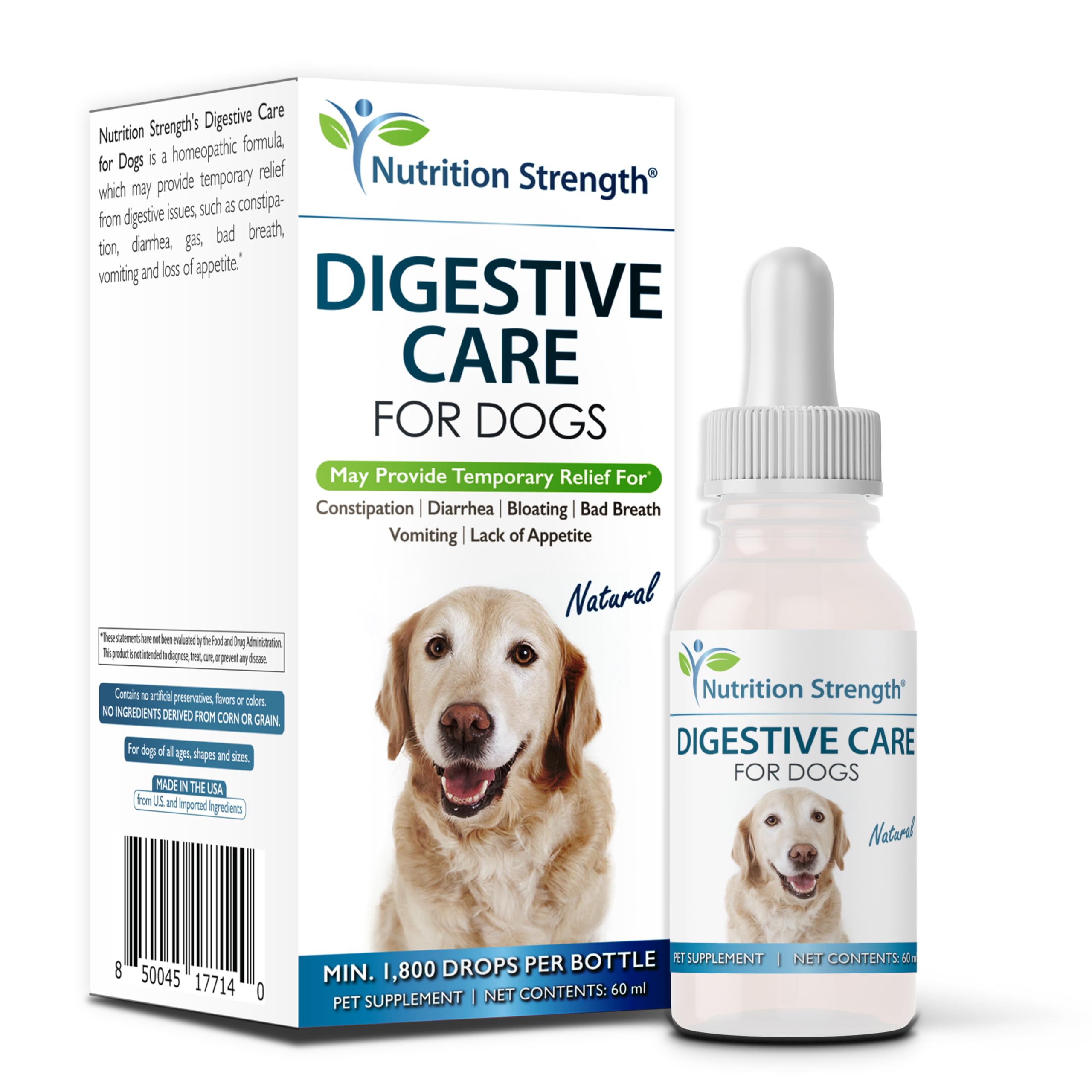 Nutrition Strength Digestive Care for Dogs, Natural Constipation Relief for Dogs and Puppies & Support for Diarrhea, Bloating, B