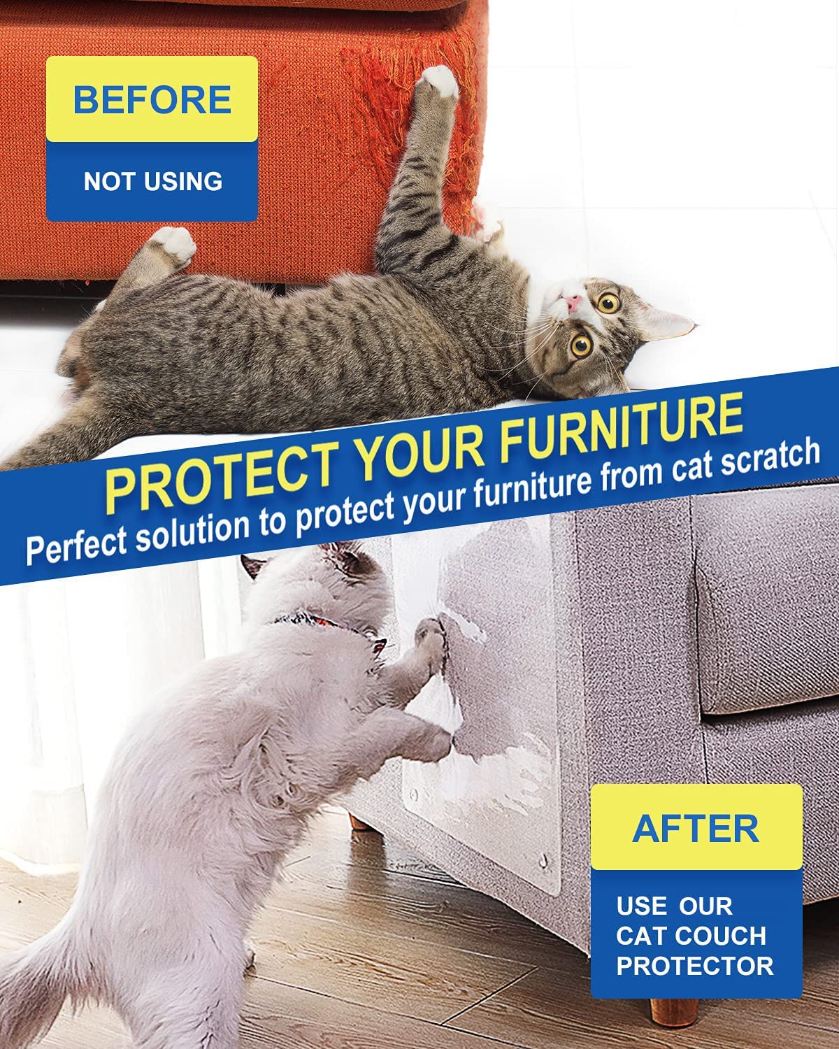 10 Pcs Cat Scratch Furniture Protector- Specially Designed For Leather Furniture, Cat Couch Protector Cat Scratching Deterrent S